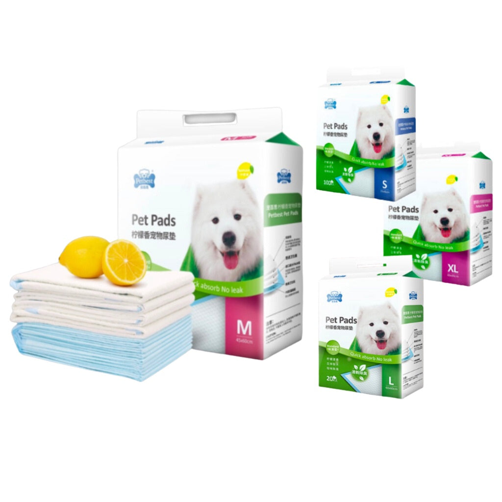 PETBEST Lemon & Charcoal Scented Dog Pee Pads - Ultra Absorbent, Leak Proof Puppy Training Pads (S/M/L/XL) - Ideal for Housebreaking, Crate Training & Senior Dogs with Incontinence