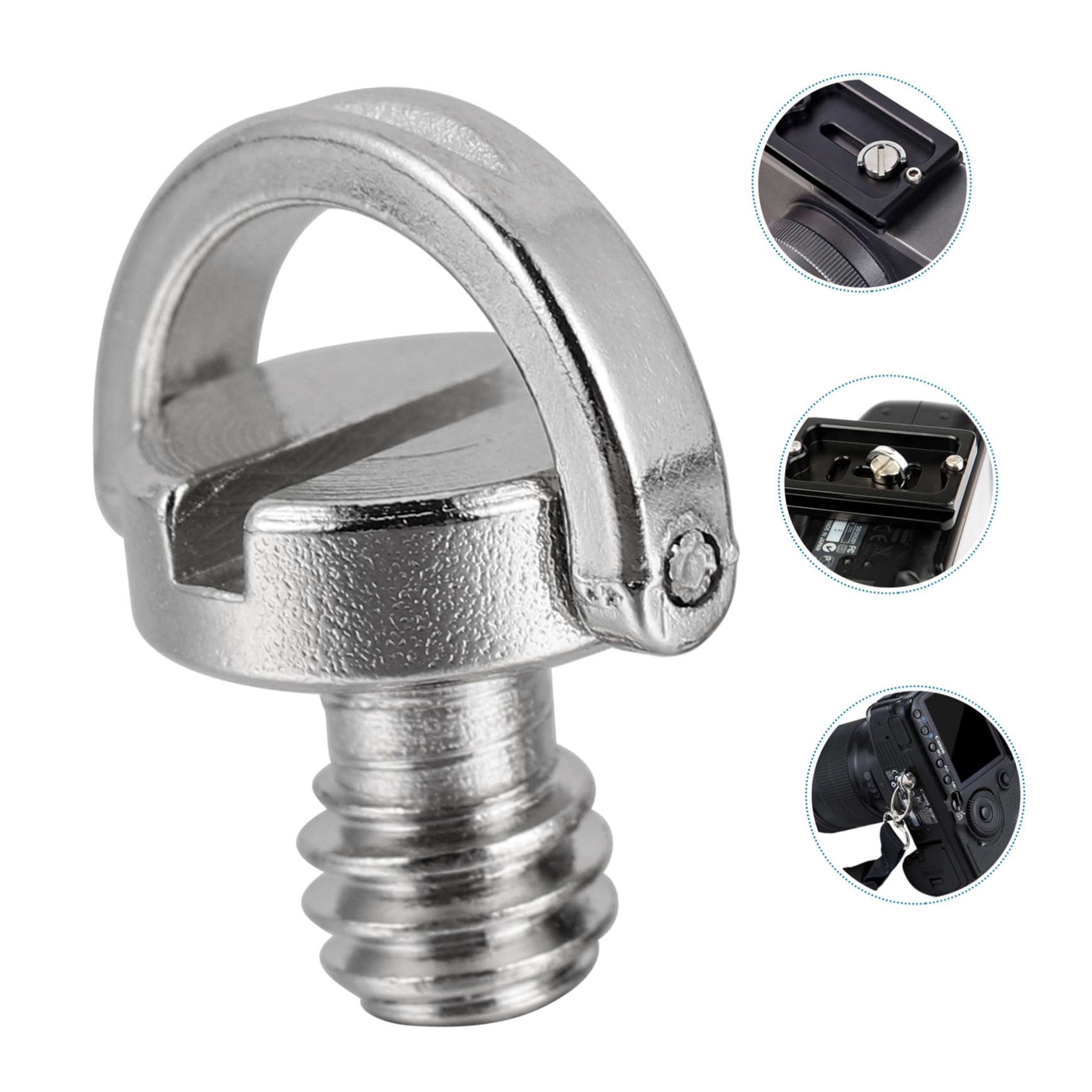 HOMSFOU 4 Pack Stainless Steel Camera Tripod Screw Mount - Heavy Duty PTZ Clamp with D-Ring for DSLR, Mirrorless, Video Cameras - Perfect for Vlogging, Live Streaming & Photography Accessories