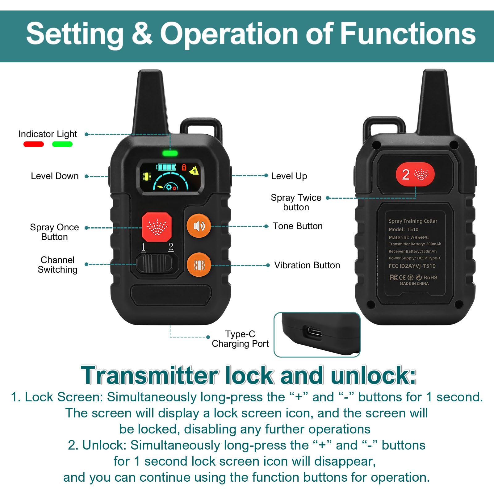Citronella Spray Dog Training Collar - No Spray Refill Included - Waterproof IPX6 with Beep, Vibration & Spray Modes - 6 Sensitivity Levels for Small, Medium & Large Dogs - Perfect for Bark Control & Outdoor Training