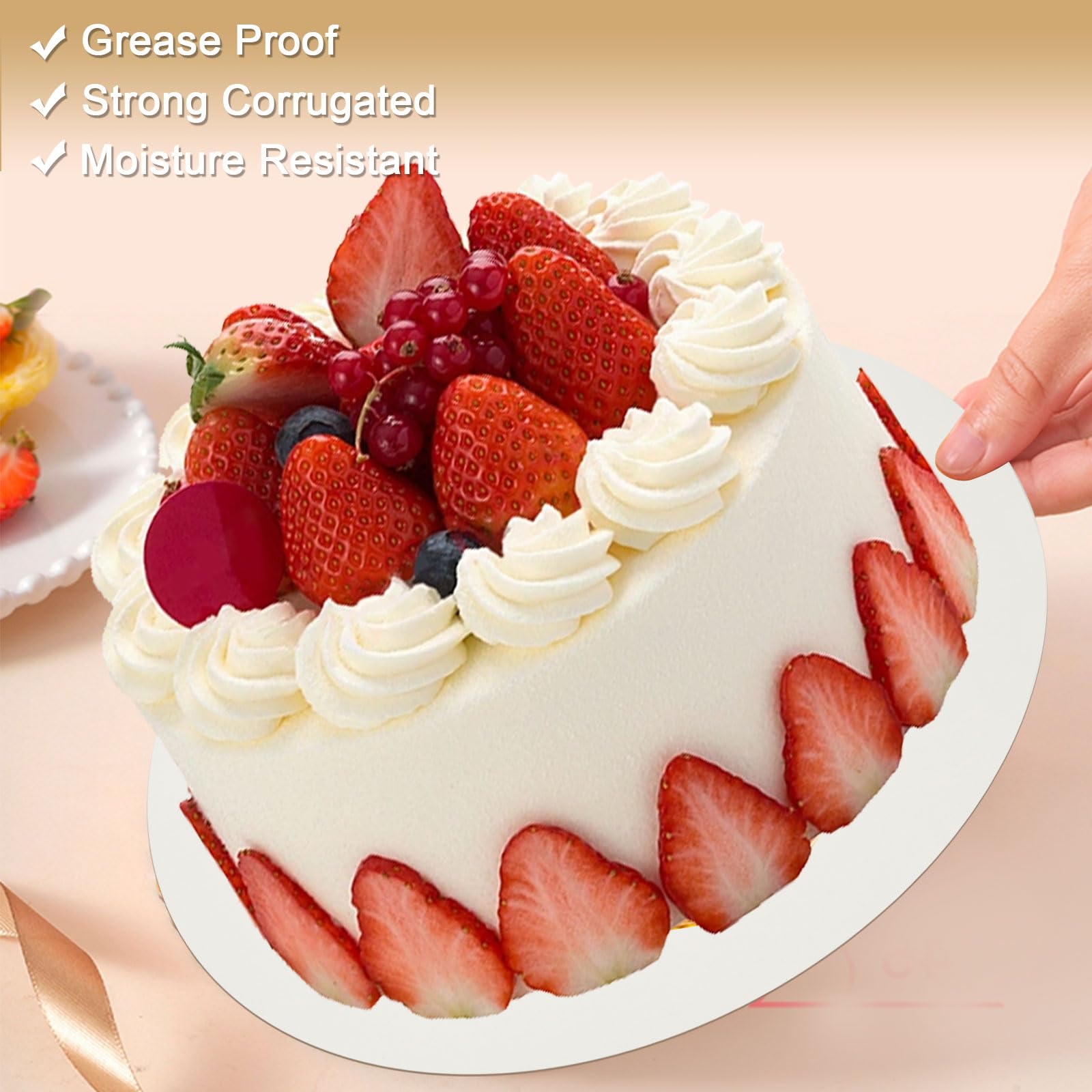 SHUESS 50-Pack 12 Inch White Disposable Cake Boards - Food Grade Oil-Proof Cardboard Rounds for Cake Decorating, Dessert Display & DIY Crafts | Perfect for Birthday Cakes, Wedding Desserts & Baking Projects