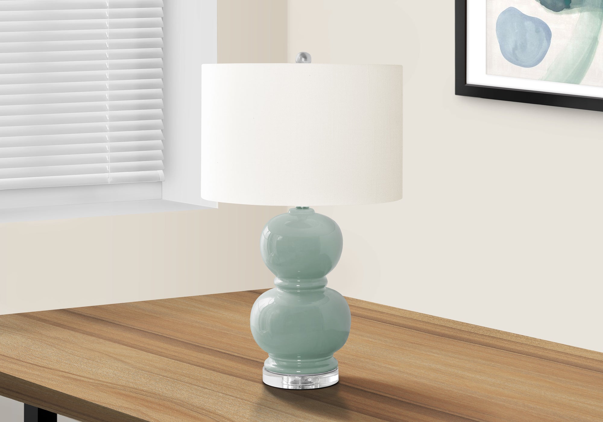 AzureGlow Elite 25-Inch Modern Blue Ceramic Table Lamp with Ivory/Cream Shade – Perfect for Living Room, Bedroom & Office Decor