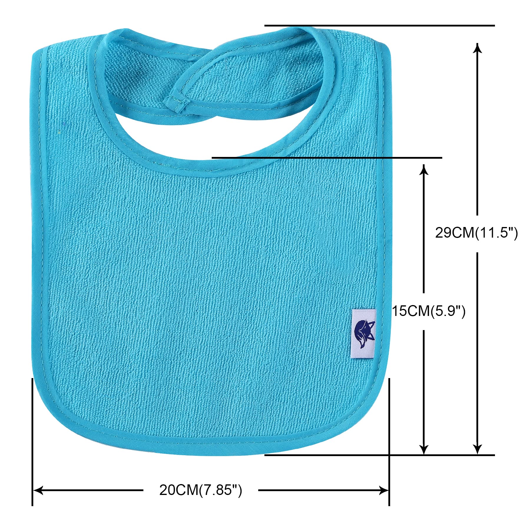 12 Pack Terry Drool Cotton Bibs - Unisex Baby Bibs with Fiber Filling & Waterproof Layer for Feeding, Teething & Drooling - Soft & Absorbent for Infants & Toddlers During Mealtime & Playtime