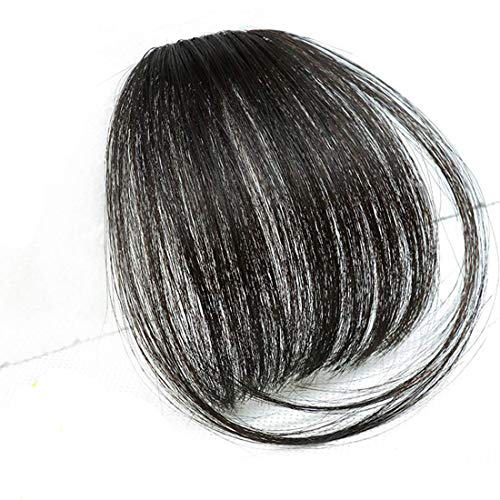 100% Real Human Hair Clip in Bangs - Dark Brown & Natural Black Wispy Bangs Hair Extensions with Temple Clip for Women | Perfect for Daily Wear, Cosplay & Hairstyle Transformations