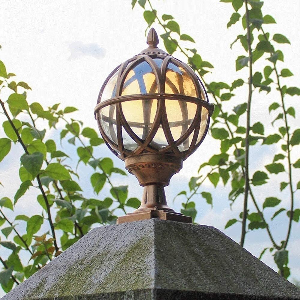 Classic Bronze E27 Exterior Garden Column Table Lamp - 48cm Traditional Outdoor Post Lantern for Street, Landscape, Fence, Wall, Path & Pool Lighting | Weather-Resistant Outdoor Lighting Solution