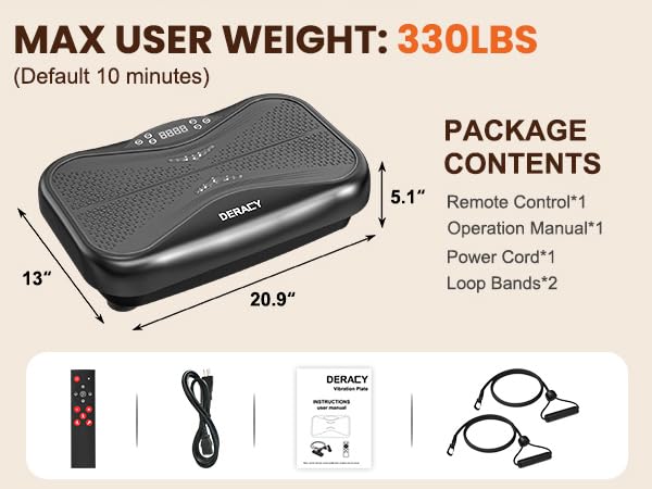 DERACY 3D Vibration Plate Exercise Machine - Full Body Workout Platform with Resistance Bands for Weight Loss, Toning & Fat Burning | Home Gym Fitness Equipment for Women & Men