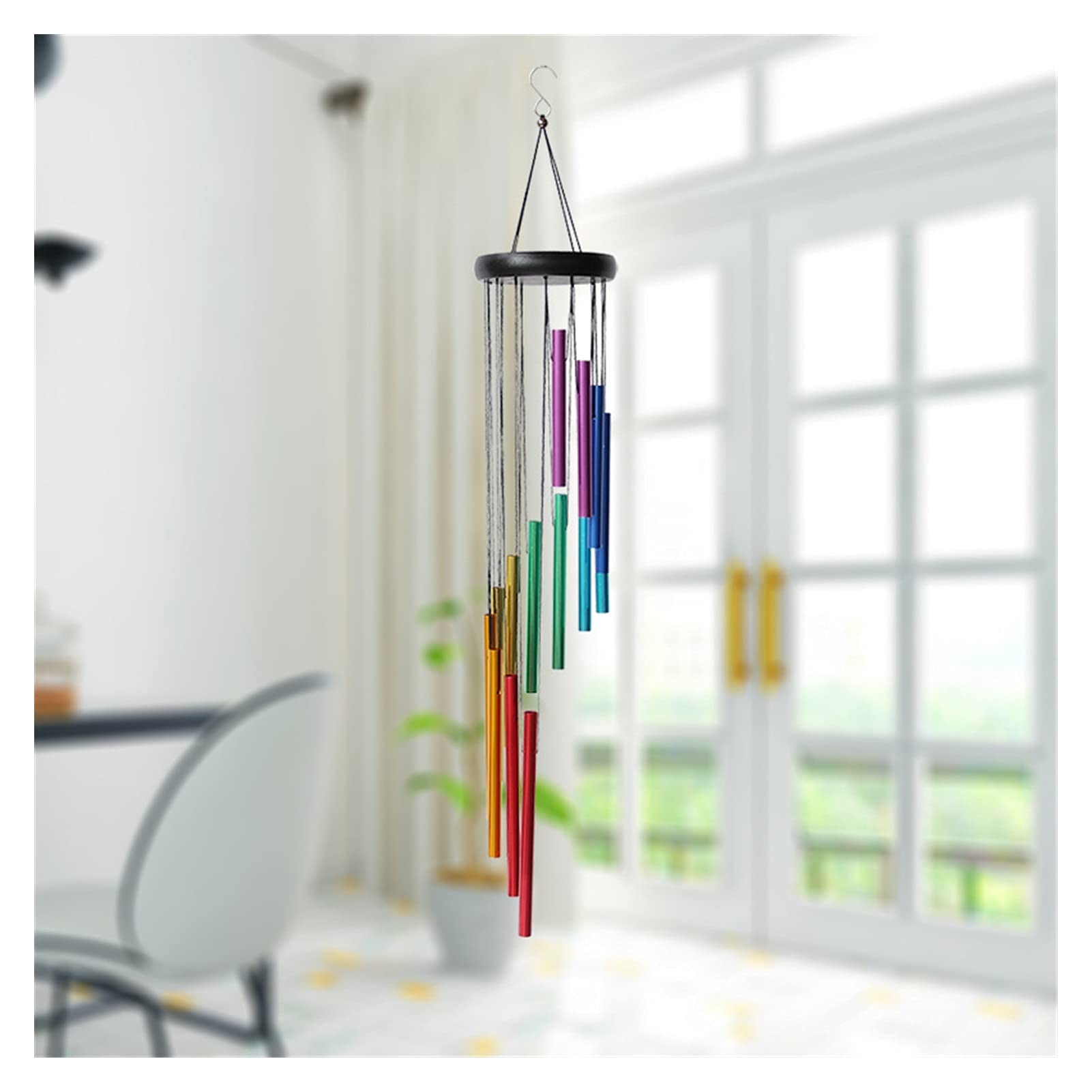 14 Tube Rotating Metal and Solid Wood Wind Chime - Elegant Home Decoration for Outdoor Garden, Patio, Porch & Indoor Wall Decor