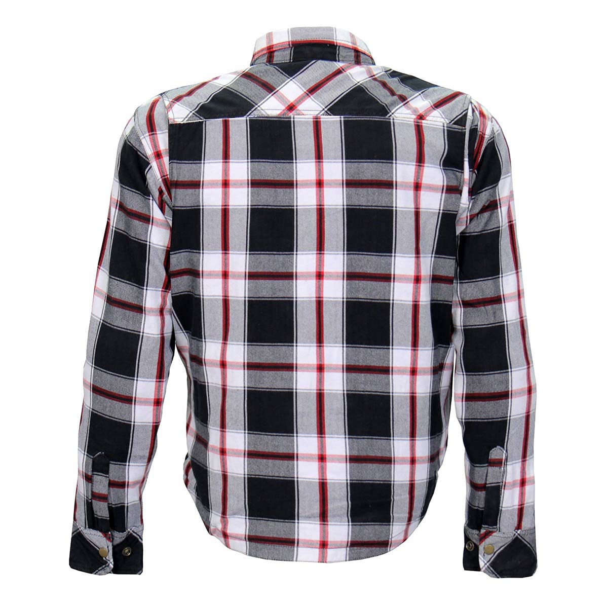 Hot Leathers JKM3001 Men's Red & White Flannel Motorcycle Shirt Jacket with CE Armor Protection - Large Size for Riding Comfort & Safety | Perfect for Bikers & Motorcycle Enthusiasts