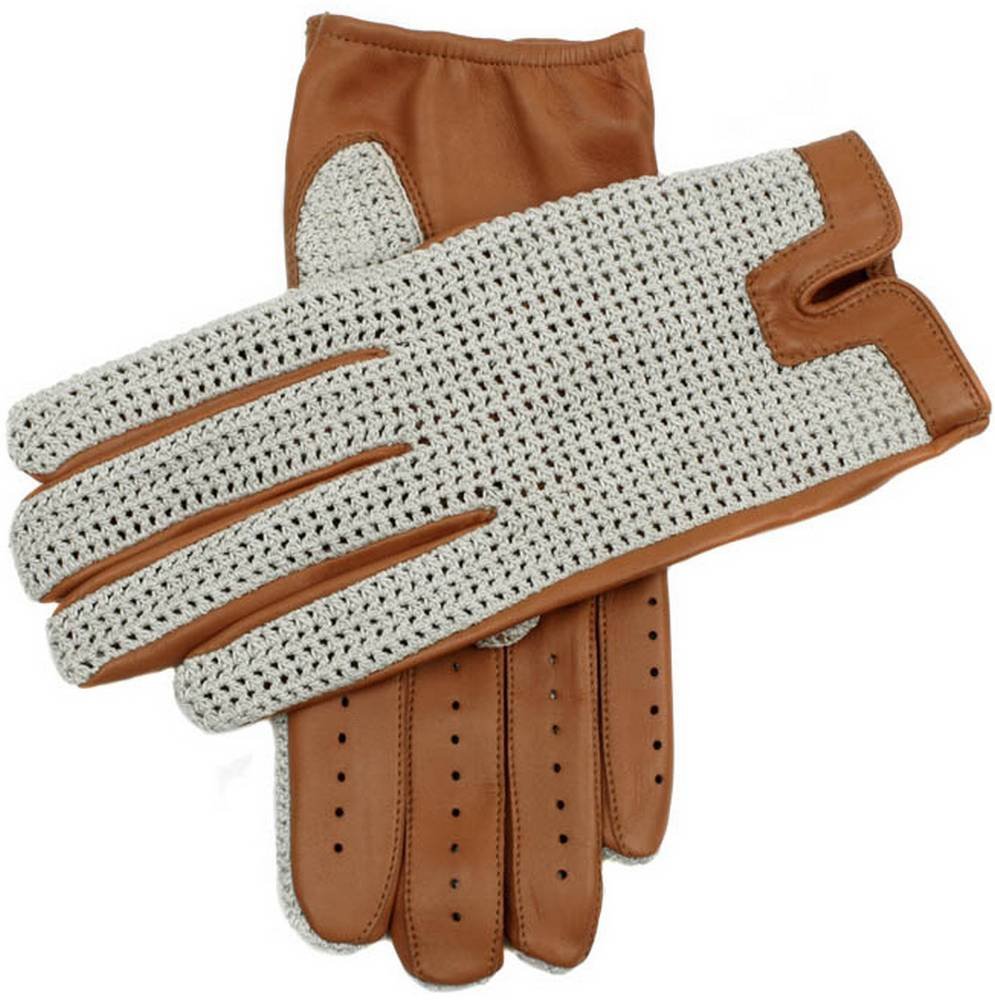 Men's Donnington Crochet Back Driving Gloves - Premium Cork Leather for Comfort & Grip - Perfect for Classic Cars, Motorcycle Riding & Vintage Fashion Accessories