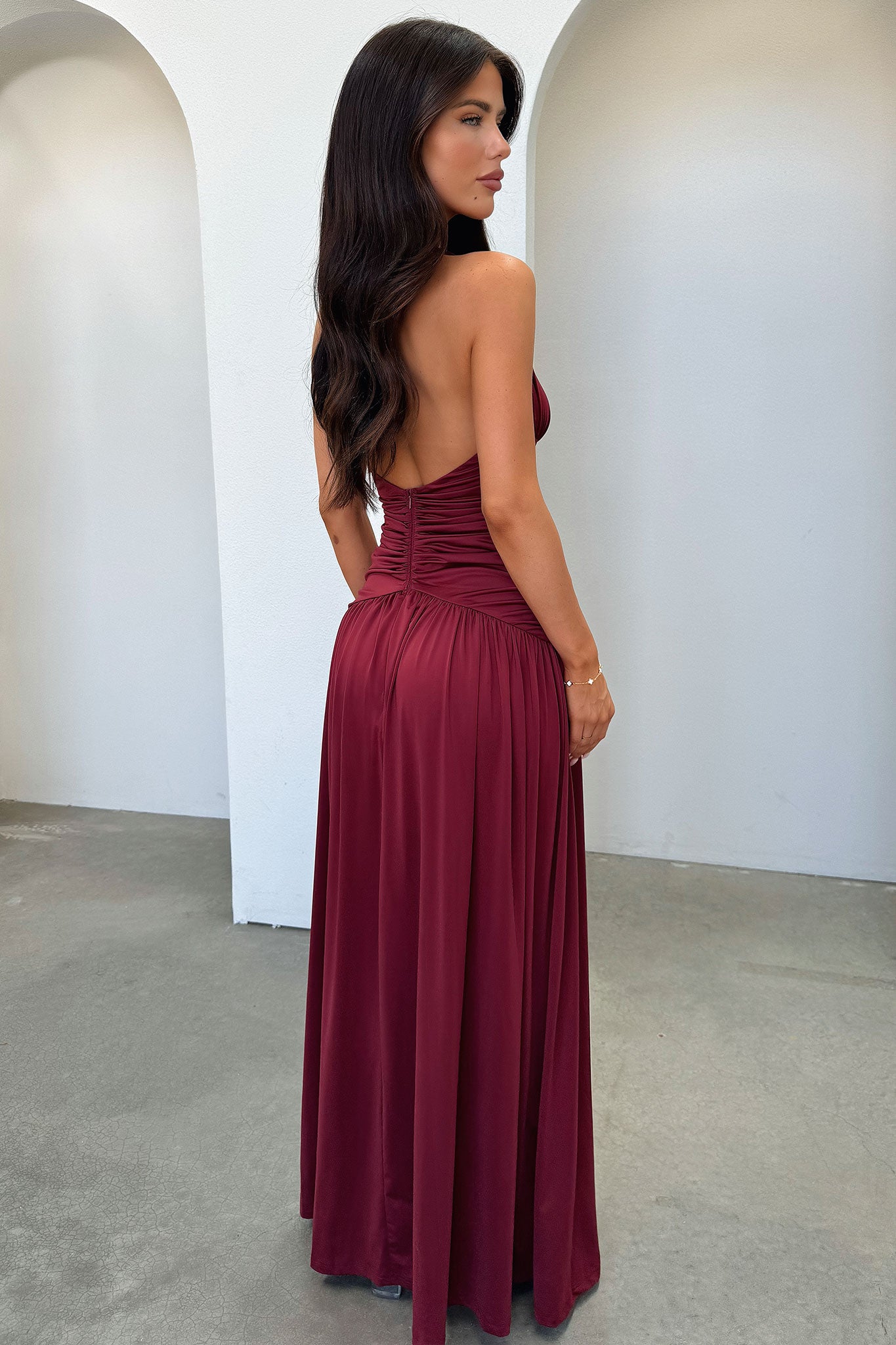 Ginevra Maxi Dress in Burgundy - Elegant Long Flowy Dress for Women, Perfect for Weddings, Parties & Summer Vacations