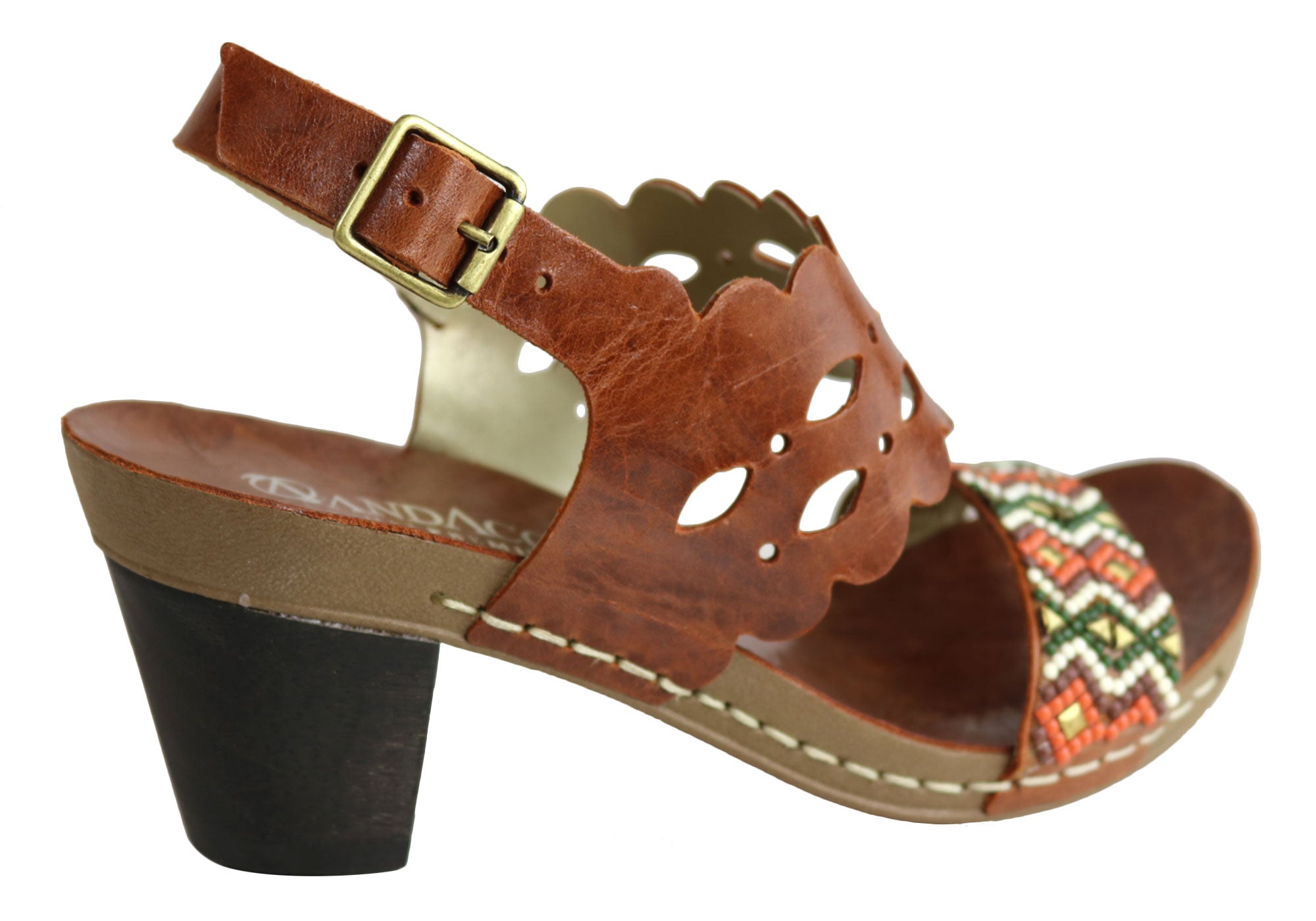 Andacco Women's Comfortable Leather Mid Heel Sandals - Handmade in Brazil - Perfect for Summer Outings, Beach Vacations & Casual Wear
