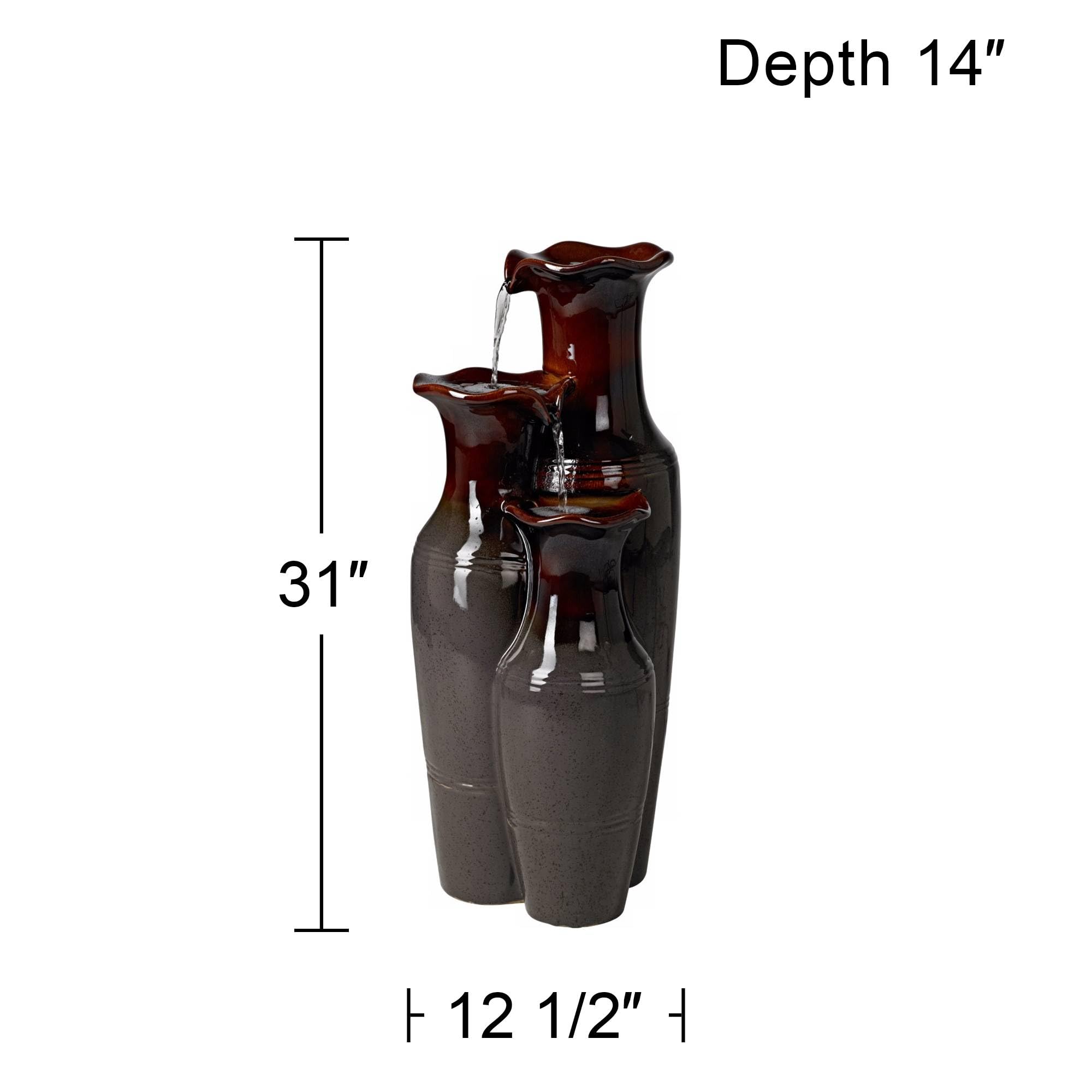 John Timberland Spanish Modern 3-Tier Cascading Ceramic Water Fountain - 31 Inch Outdoor Garden Fountain for Patio, Yard, Deck, Lawn, Porch, Balcony & Roof | Relaxing Water Feature for Home & Exterior Decor