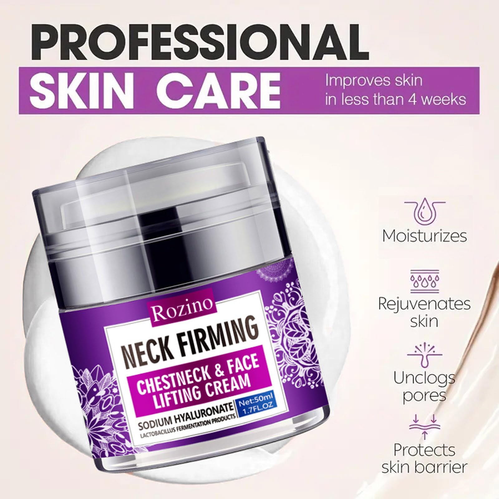 Premium Collagen Face & Neck Tightening Cream - Anti-Wrinkle Firming Moisturizer for Double Chin & Sagging Skin | Lifting & Repairing Treatment for Youthful Glow | Perfect for Daily Skincare Routine & Nighttime Anti-Aging Care