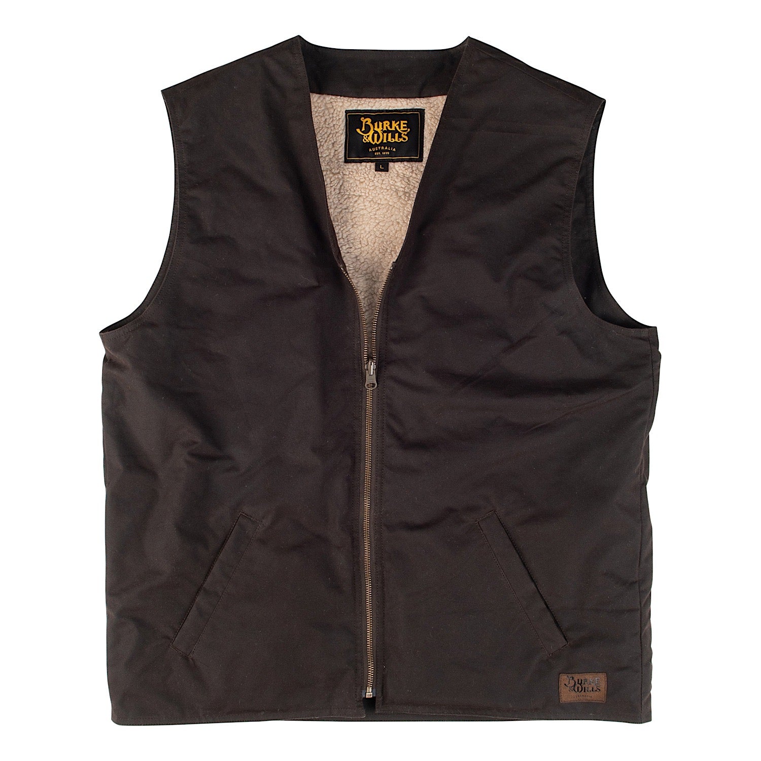 Burke & Wills Balranald Vest Liner - Brown Fleece Lining for Men | Warm Winter Layering for Outdoor Activities & Casual Wear