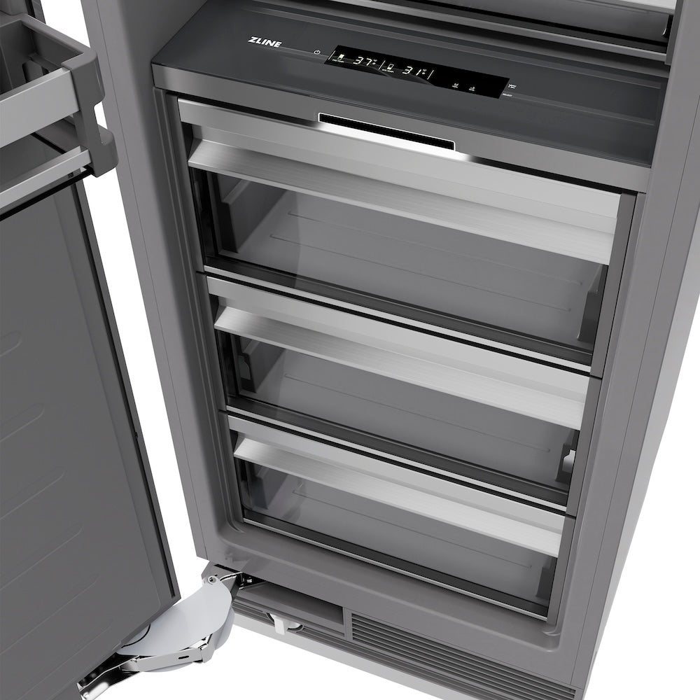 ZLINE Autograph Edition 24-Inch 12.5 cu ft Stainless Steel Column Refrigerator - Graphite Gray Interior & Champagne Bronze Accents (RCRVZ 30424 CB) - Perfect for Modern Kitchens, Open-Concept Homes & Luxury Condos
