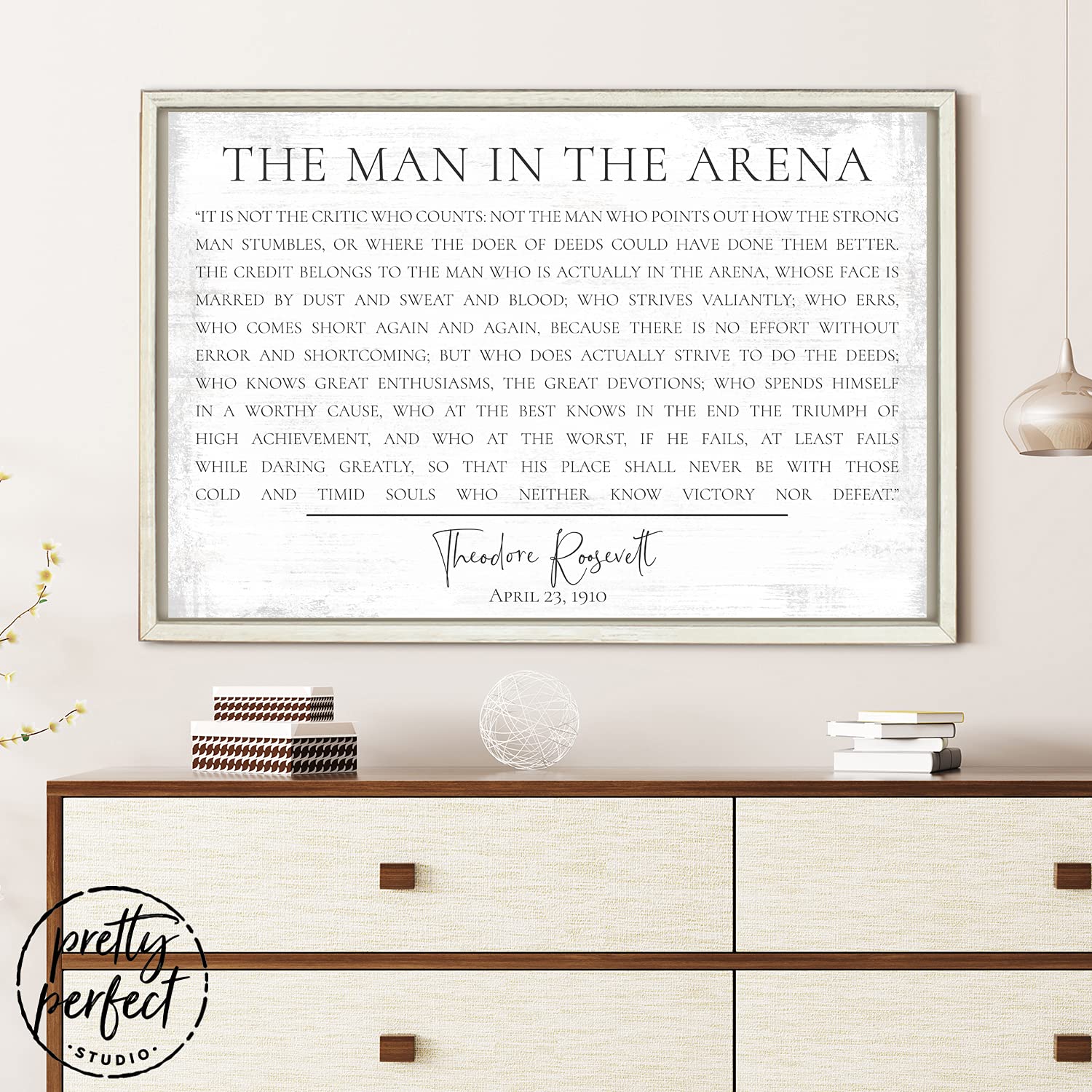 The Man in The Arena Framed Wall Art - Theodore Roosevelt Inspirational Quote Print for Home & Office Decor | Motivational Speech Poster | Perfect for Living Room, Study & Workspace