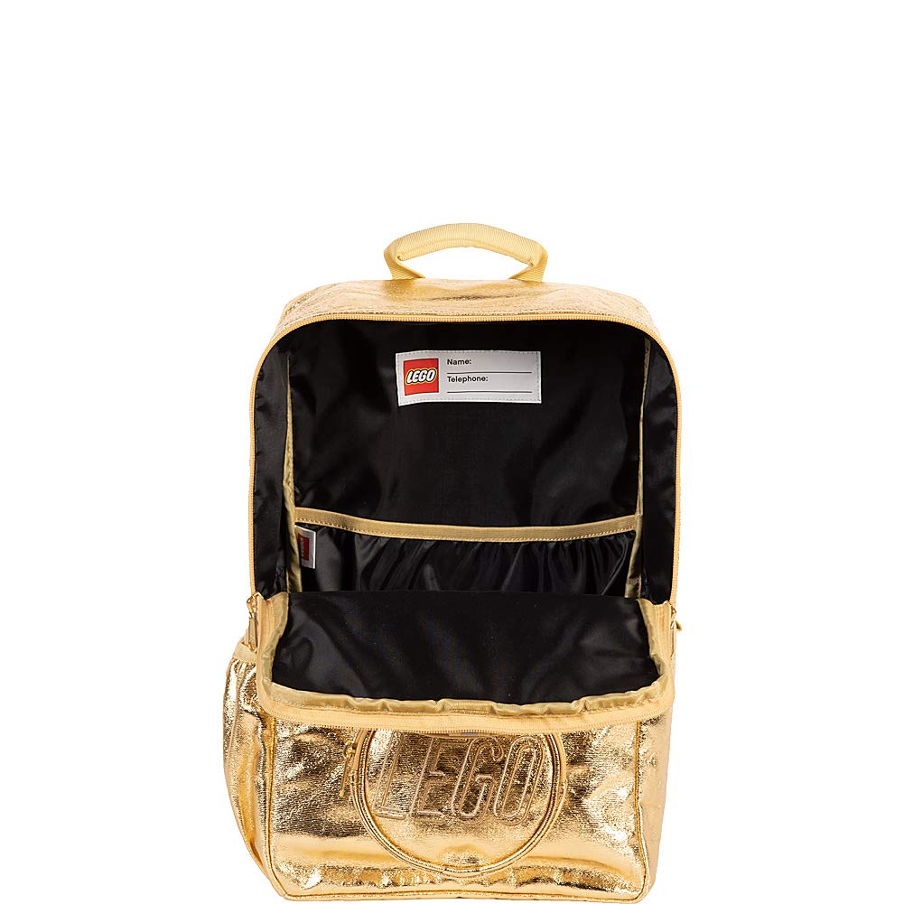 LEGO Brick Backpack - Stylish Gold Fashion Backpack for School, Travel & Everyday Use | Durable & Trendy Backpack for Kids & Adults