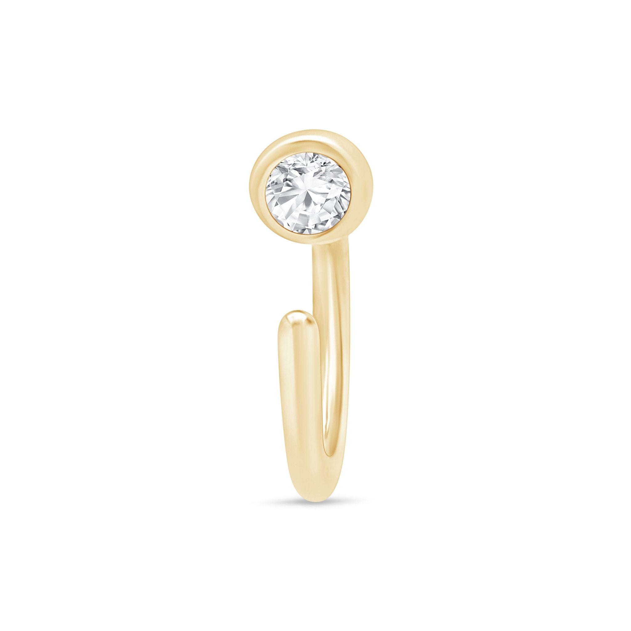 14k Yellow Gold Cubic Zirconia Ear Cuff - Elegant Cartilage Hoop Earrings for Women - Perfect for Parties, Weddings & Everyday Wear
