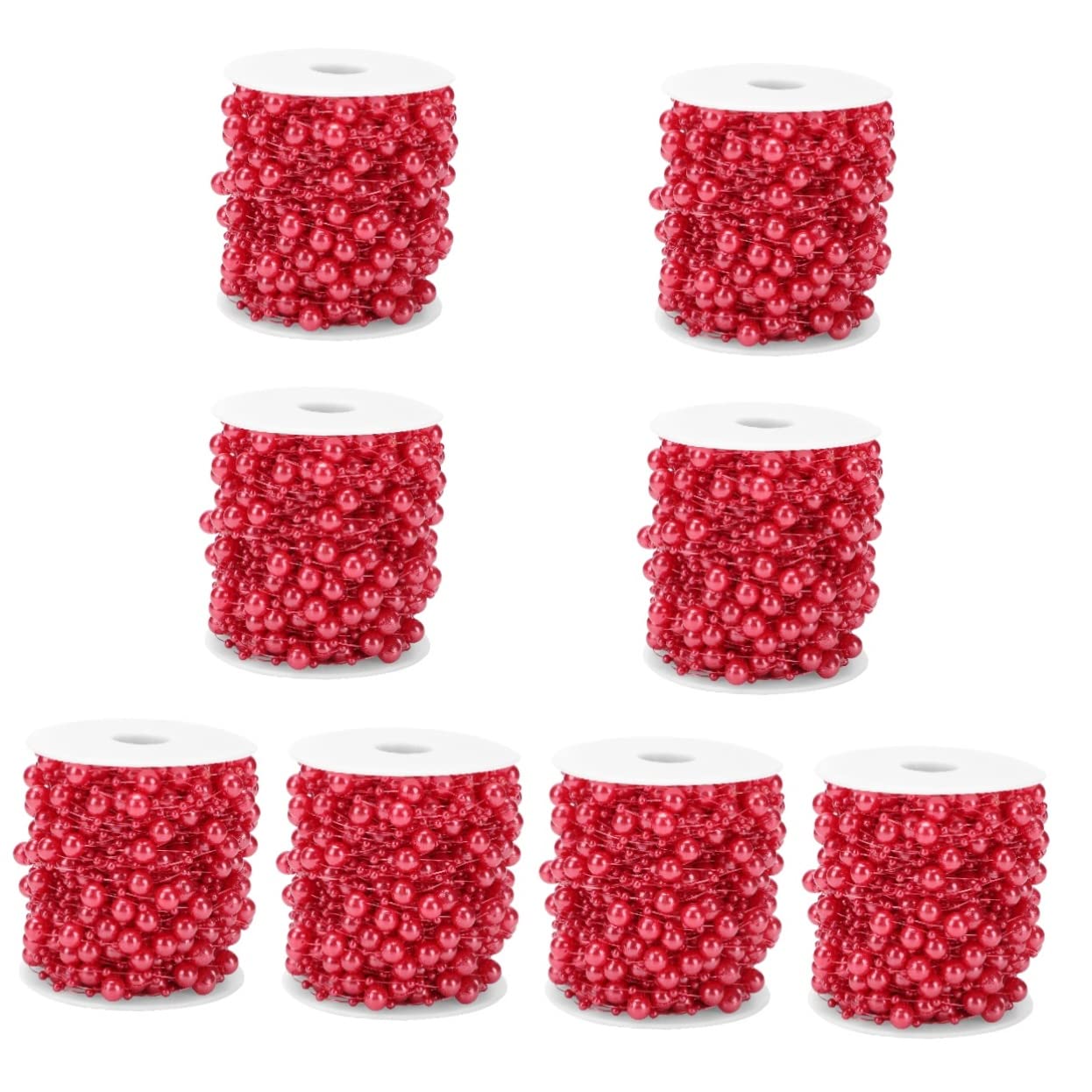 Bestoyard 8 Rolls Plastic Bead Chain - Christmas Pearl Garland for Holiday Tree Decorations, Xmas Party Pendants, Wedding Strands & Bride Manual - Perfect for Christmas Decor, Wedding Centerpieces, DIY Crafts and Home Holiday Decorating