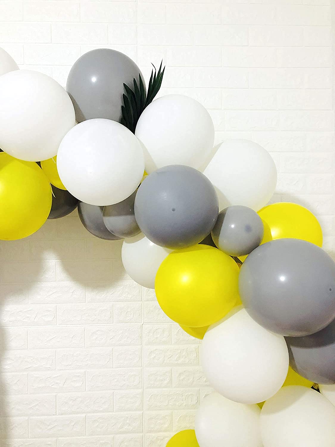 128-Piece Gray & Yellow Balloon Garland Arch Kit - Macaron Gray, Chrome Gold & Yellow Balloons for Party Decor, Baby Shower, Birthday, Bridal Shower & Wedding Backdrop Decorations