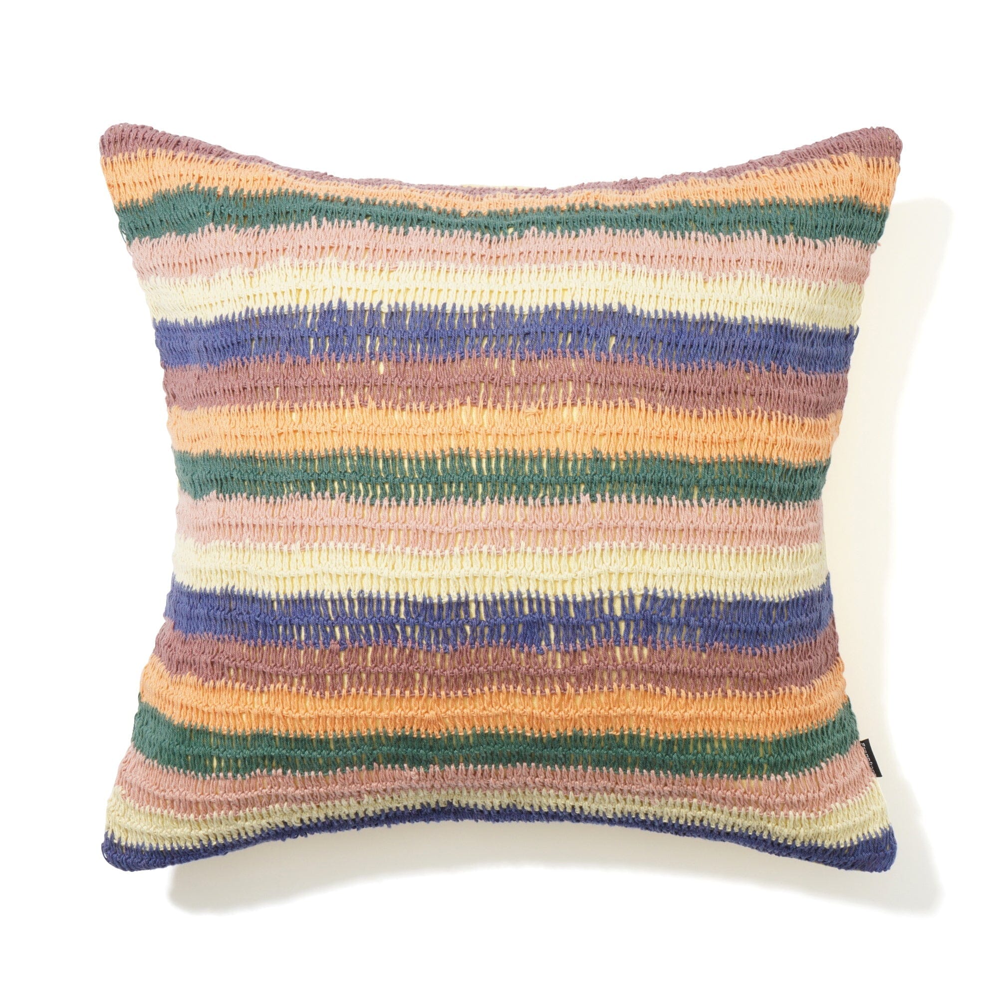 Crochet Stripe Cushion Cover 18x18 Inches - Soft Bohemian Pillow Case for Sofa, Bed, Chair - Multi-Color Home Decor for Living Room, Bedroom, Nursery
