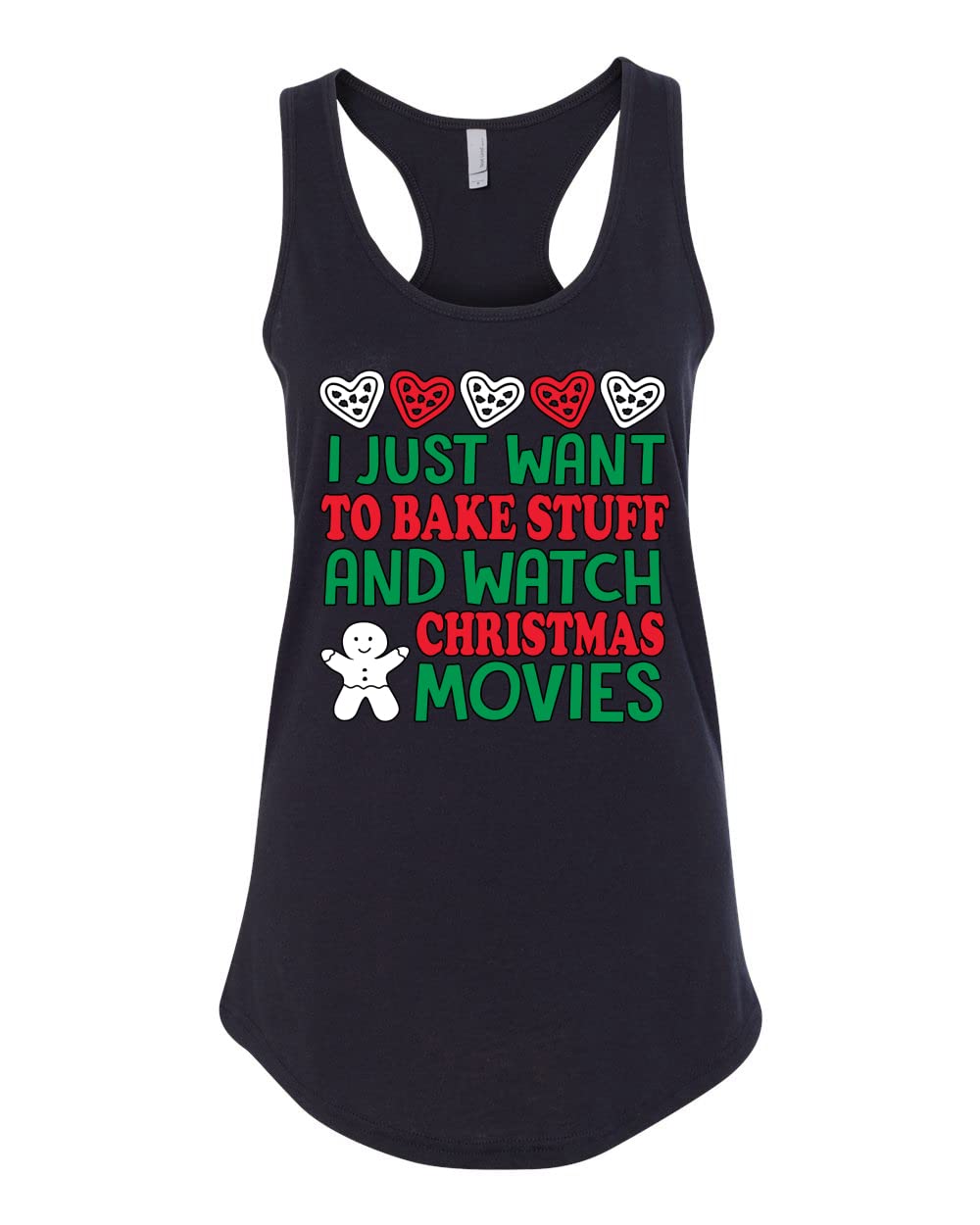 Funny Christmas Baking Tank Top for Women - Cute Racerback Sleeveless Shirt for Holiday Baking & Movie Nights - Perfect Gift for Bakers & Christmas Lovers