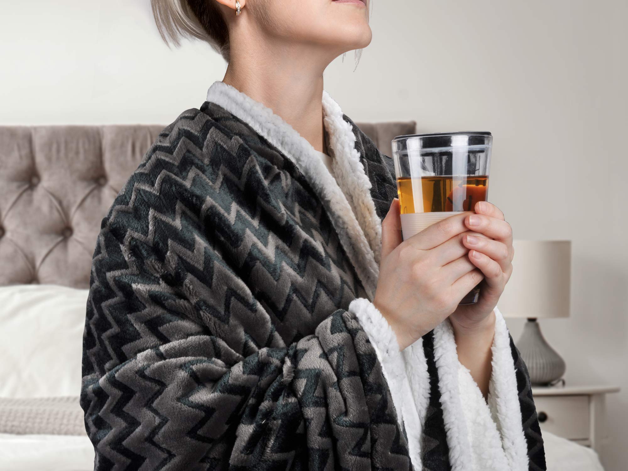 Super Soft Reversible Plush Flannel Sherpa Throw Blanket 50