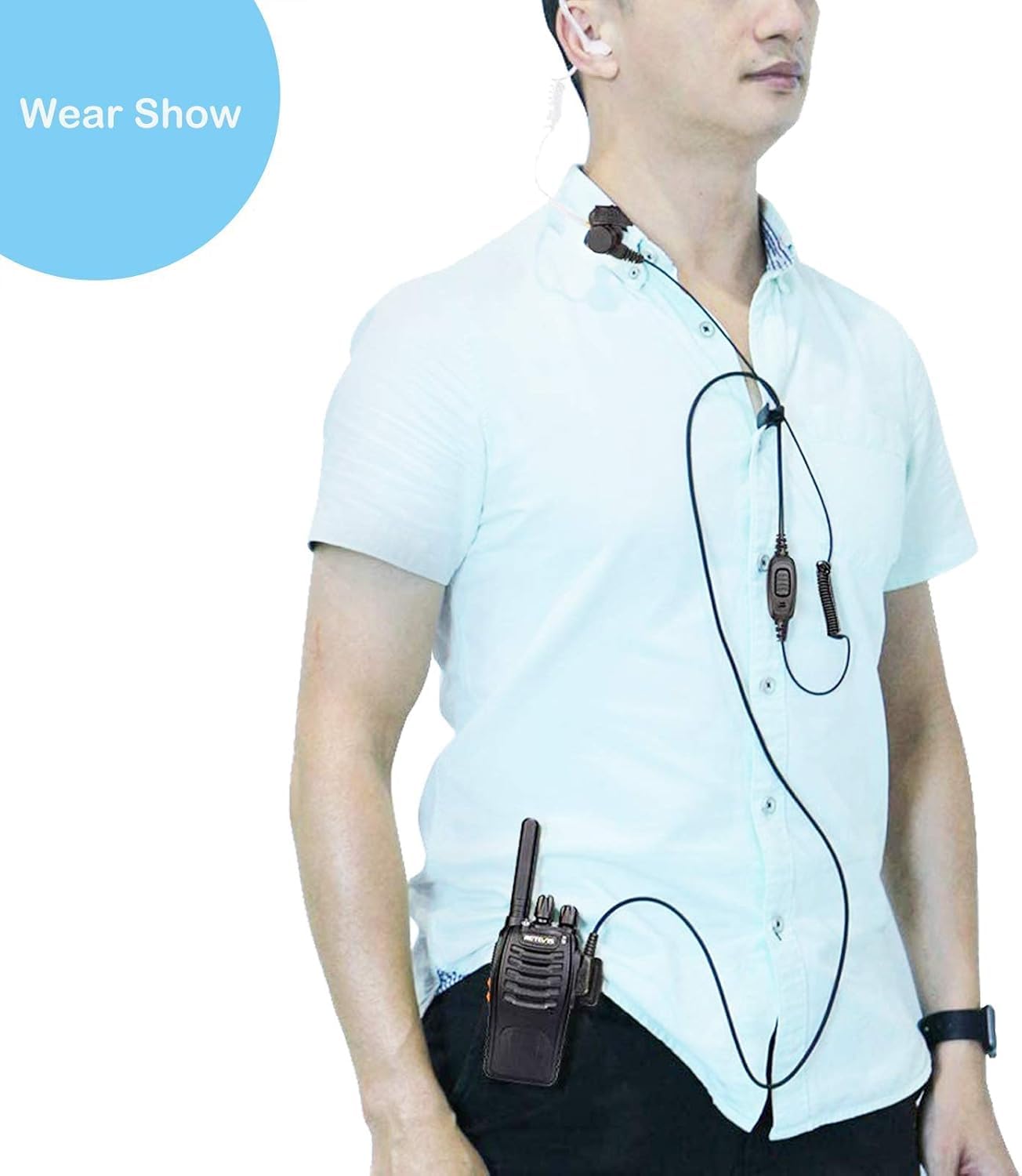 Retevis EEK009 Covert Earpiece with Microphone - 2-Pin Acoustic Tube Headset for Baofeng, JUCJET, Kenwood Radios (RT24, RT27, RT619, RT668, RT5R, RT622, RT617) - 2 Pack - Ideal for Security, Surveillance & Discreet Communication