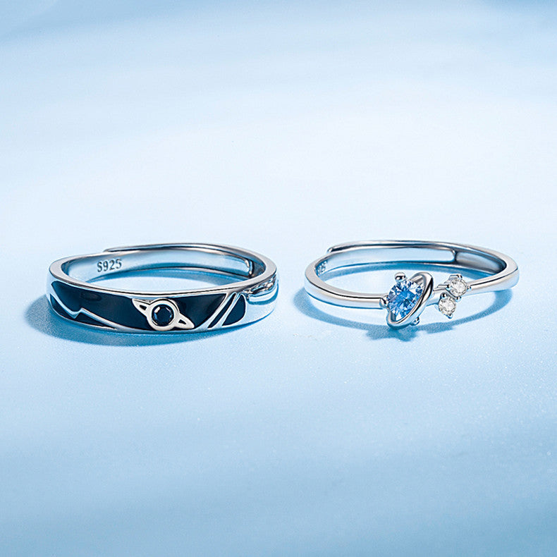Dream Planet Couple Rings - Stylish Matching Wedding Bands for Him & Her - Sterling Silver or Gold Plated Promise Rings - Perfect for Anniversaries, Engagements and Romantic Gifts