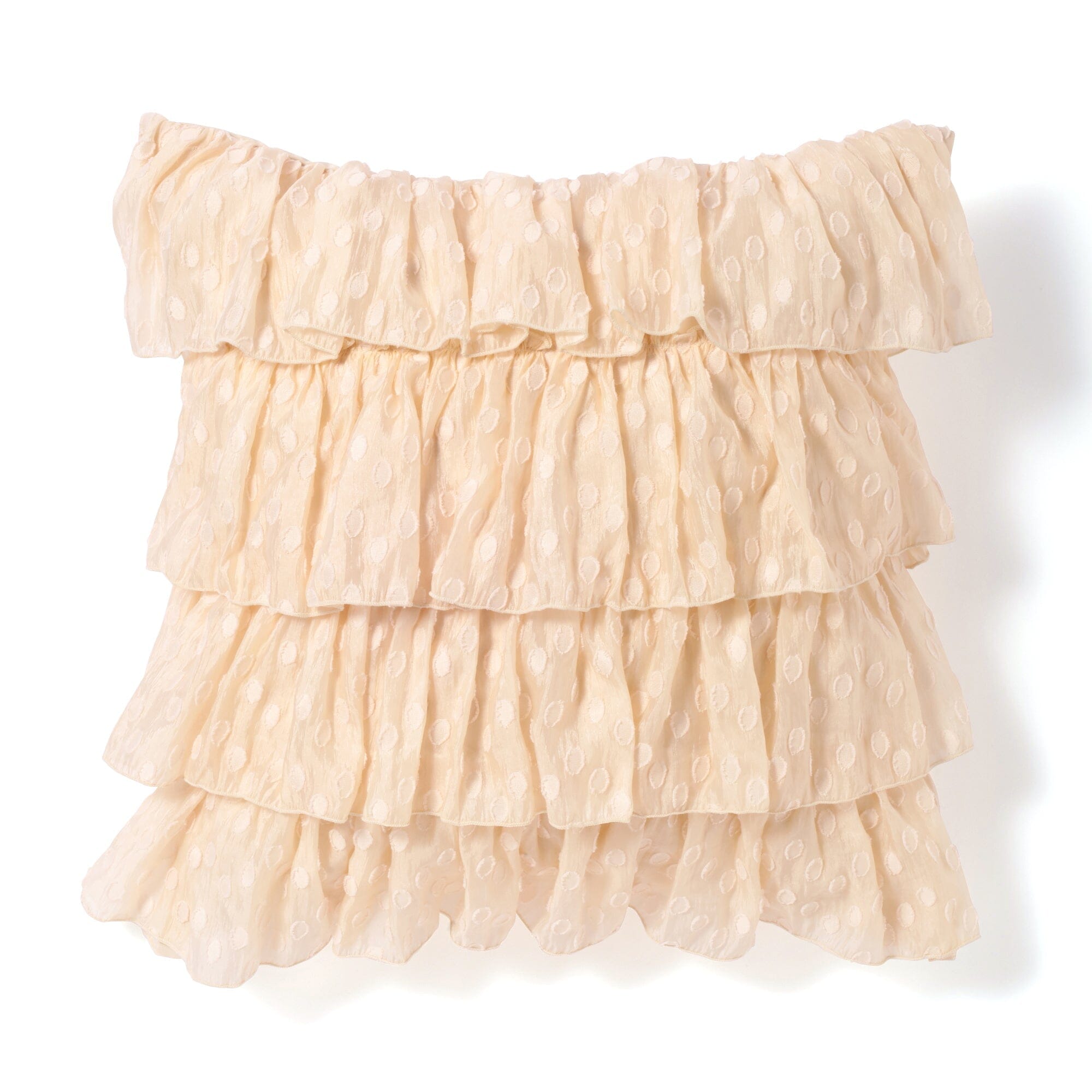 JQ Frill Cushion Cover 18x18 Inches Ivory - Elegant Linen Pillow Case for Sofa, Bed, Living Room Decor