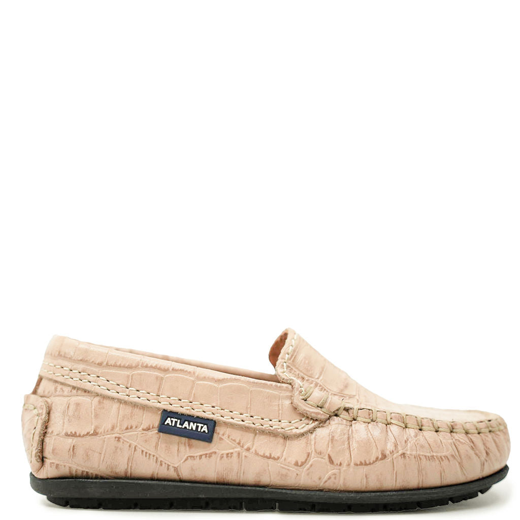 Men's Atlanta Moccasin Tan Crocodile Loafers - Comfortable Casual Slip-On Shoes for Business & Leisure Wear