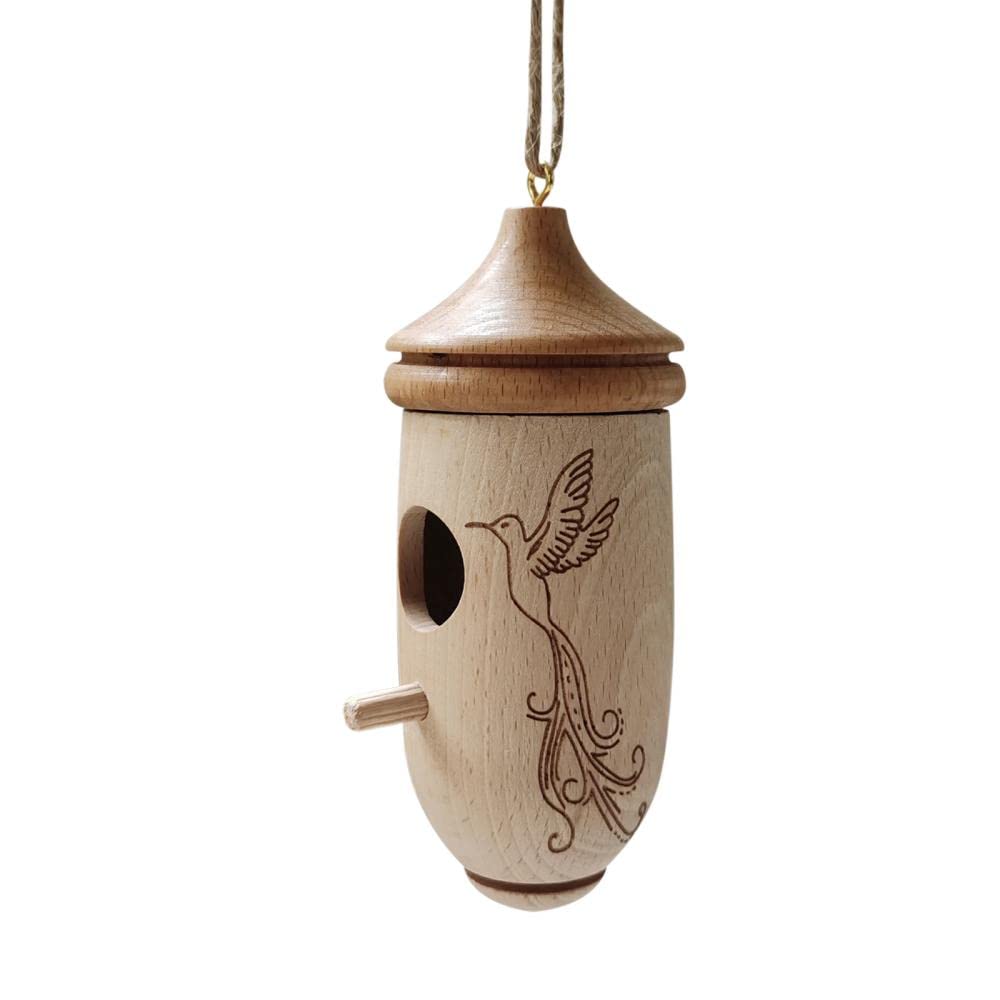 Mini Hummingbird House for Outside - Hanging Wooden Bird Nest for Garden, Patio & Yard - Attracts Wrens, Swallows, Sparrows & Finches - Perfect Outdoor Decoration for Bird Lovers & Nature Enthusiasts
