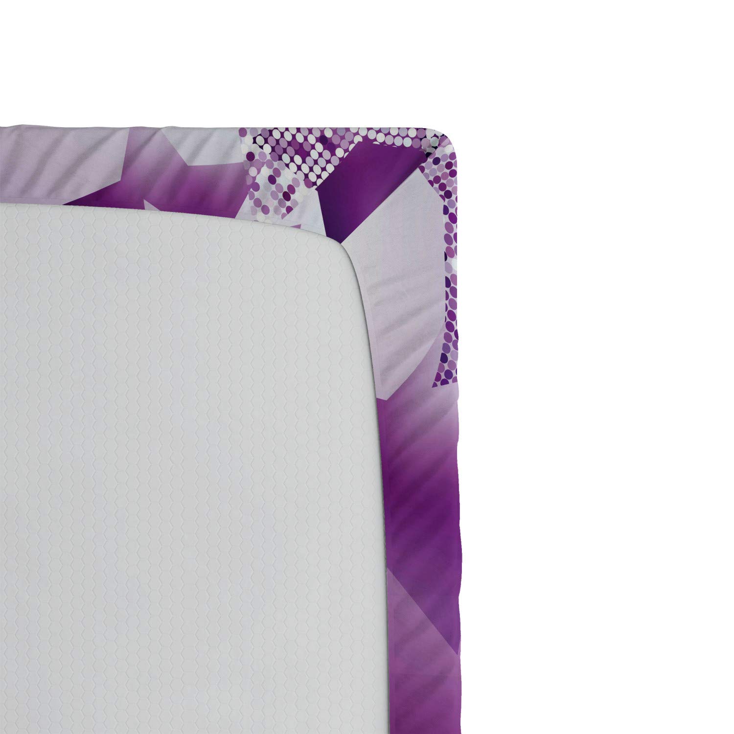 Ambesonne Christmas Fitted Sheet - Xmas Stars & Vibrant Fractal Squares Abstract Design - Deep Pocket Twin XL Bed Sheet - Purple Holiday Bedding for Guest Rooms & Seasonal Decor