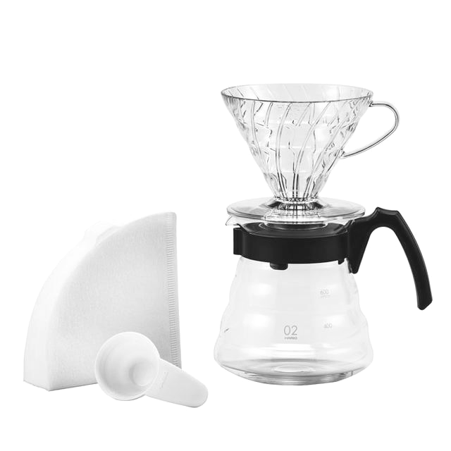 Hario V60 Ceramic Coffee Dripper Pour Over Kit - Perfect for Specialty Coffee Brewing at Home, Office & Travel