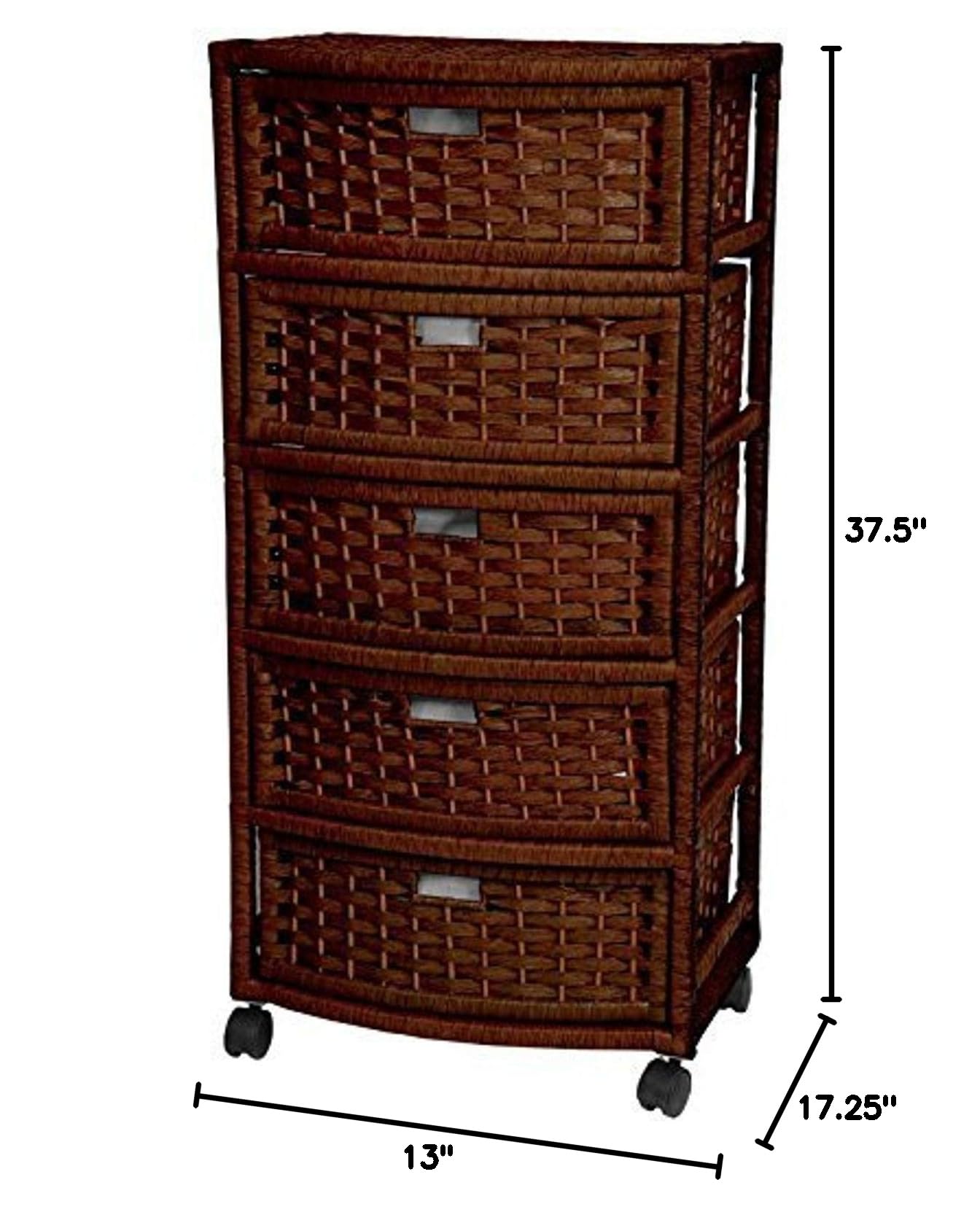 5-Drawer Mocha Organizer - Natural Fiber Storage Box for Home & Office Organization | Perfect for Closet, Bedroom, and Office Supplies Storage