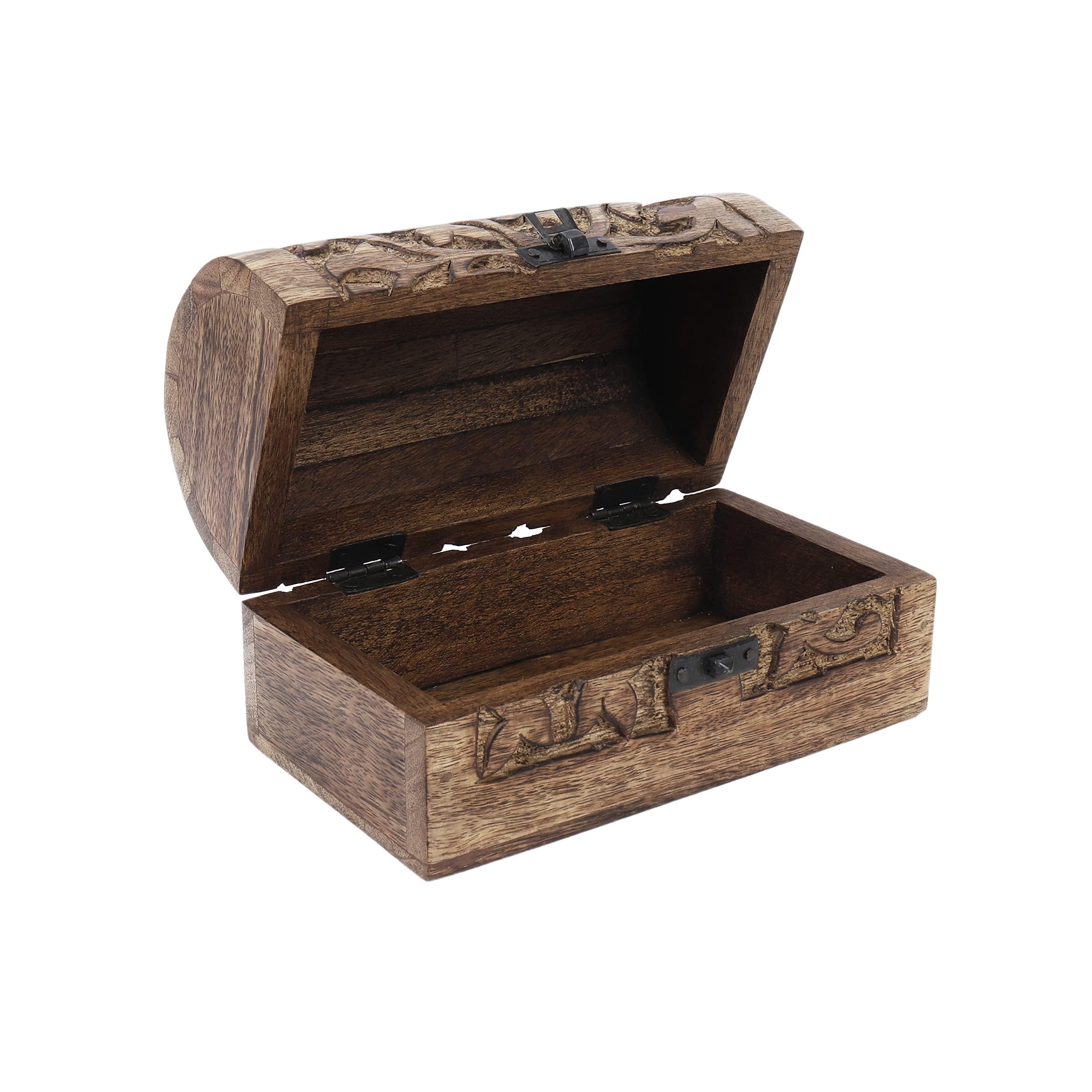 Hand Carved Wooden Keepsake Box - Multipurpose Jewelry Organizer & Decorative Storage Box - Handcrafted Wooden Gift Box (Brown) - Perfect for Jewelry, Keepsakes & Home Décor Organization