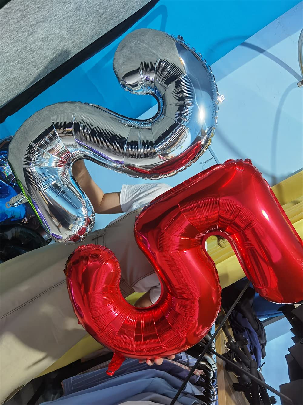 32 Inch Red Number 5 Foil Balloon - Birthday Party Decoration Supplies for Anniversary, Graduation, Baby Shower & Celebration Events - Helium Ready Large Metallic Balloon