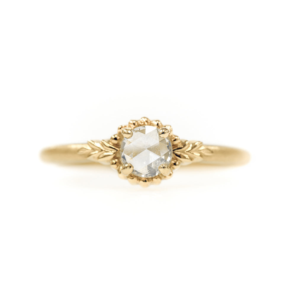 0.31ct Round Rose Cut Wood Nymph Faye Cherie Diamond Ring - Elegant Vintage Jewelry for Women, Perfect for Weddings, Anniversaries & Special Occasions