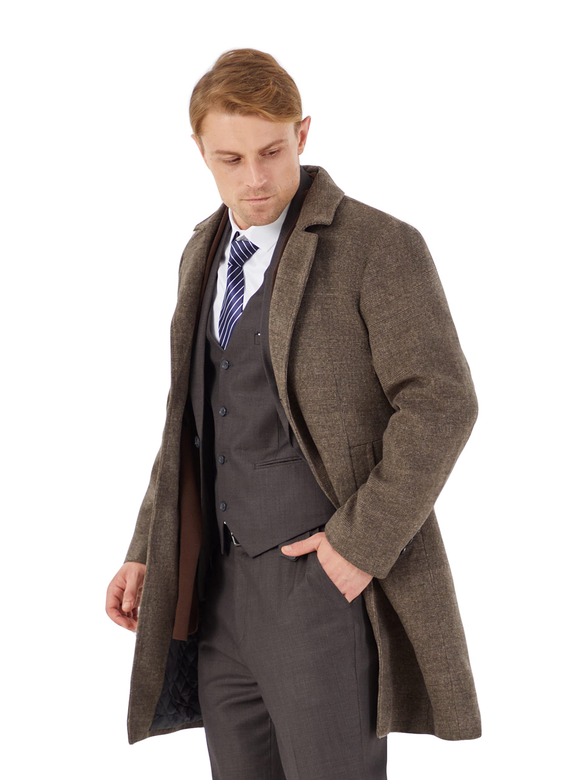 WULFUL Men's Wool Trench Coat - Slim Fit Winter Overcoat for Business & Casual Wear | Perfect for Office, Dates & Cold Weather