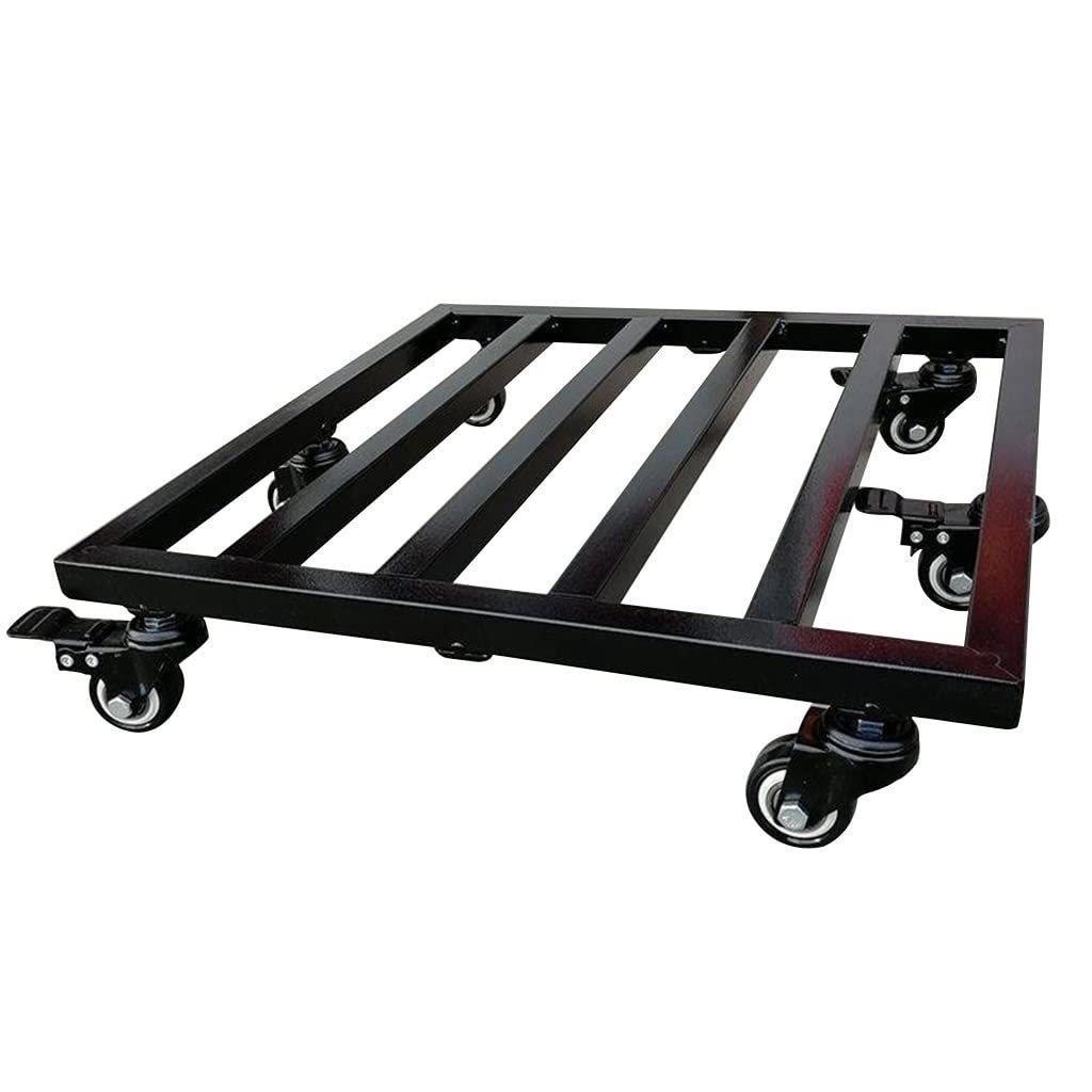 Heavy Duty 18-inch Black Metal Plant Stand with 6 Wheels - Square Iron Rolling Plant Caddy for Indoor/Outdoor Use - Mobile Flower Pot Holder for Garden, Patio, and Home Decor - Durable Plant Dolly with Smooth Rollers