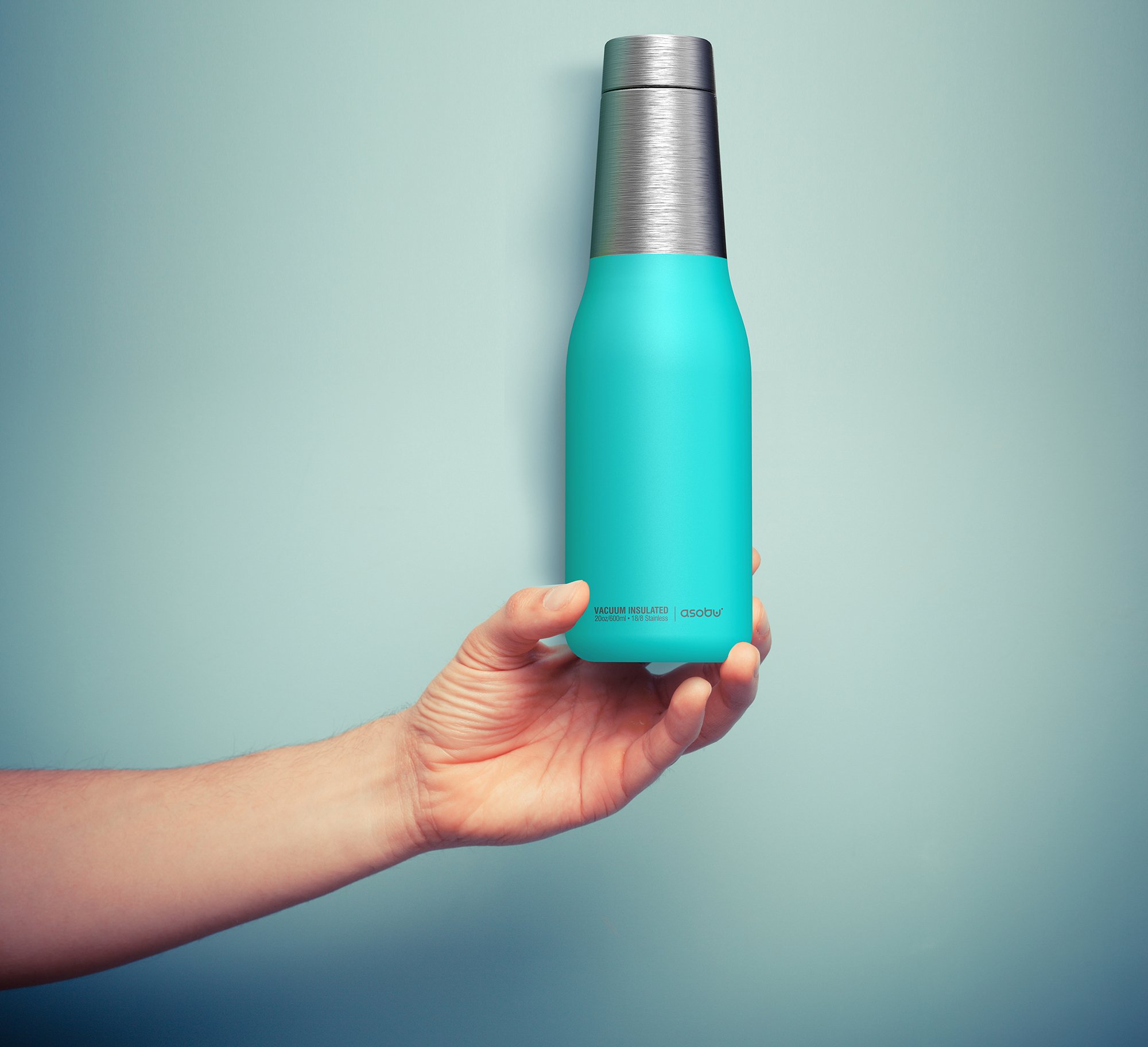 Asobu The Oasis 20oz Vacuum Insulated Stainless Steel Water Bottle - Double Wall, Leak Proof, BPA Free (Turquoise) - Perfect for Gym, Hiking, Travel & Everyday Hydration