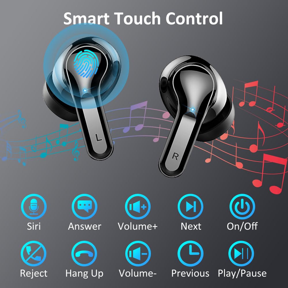 2024 Wireless Earbuds Bluetooth 5.3 with ENC Noise Cancelling Mic, 40H Playtime IP7 Waterproof In-Ear Headphones with Deep Bass & LED Display - Perfect for Gym, Running, Travel and Work Calls