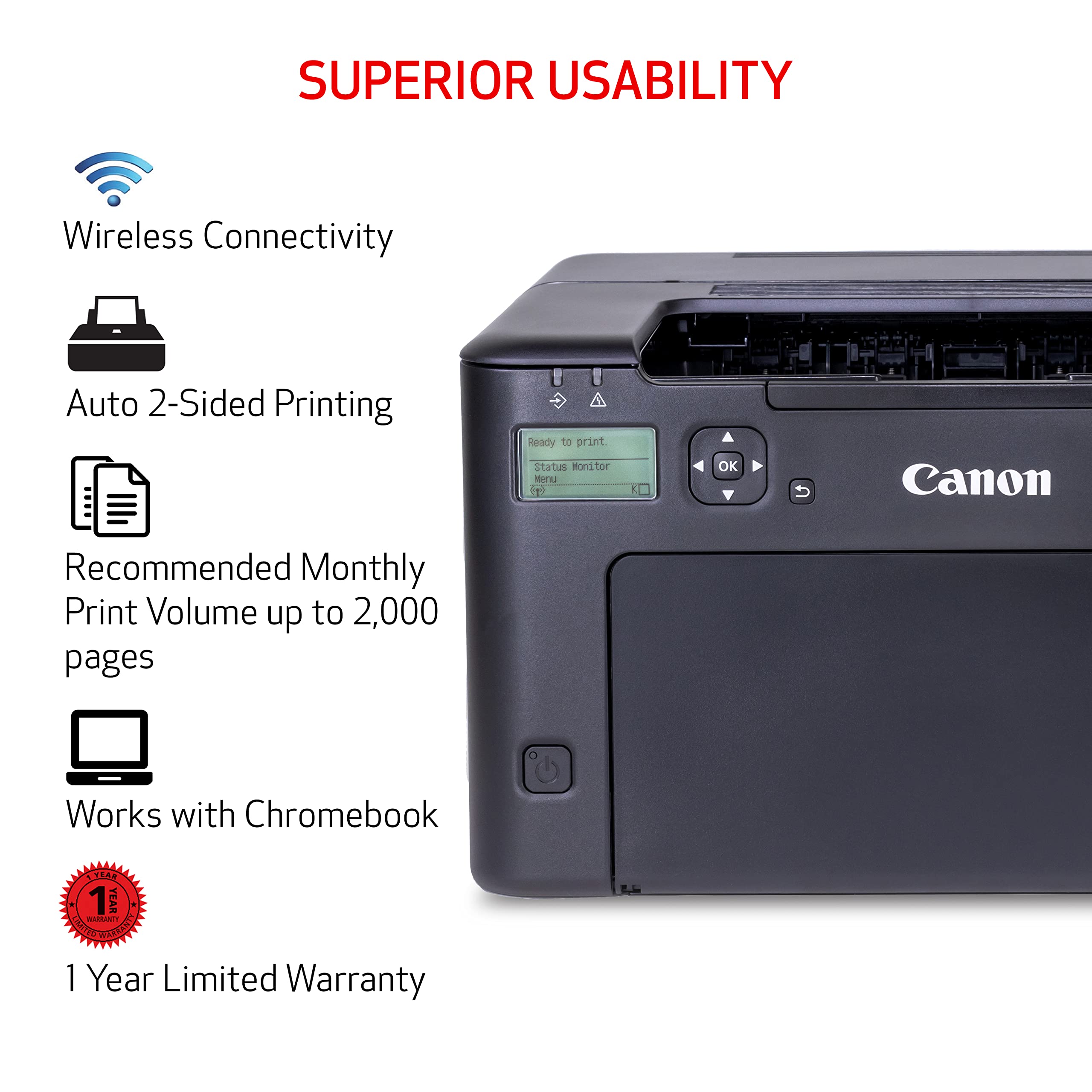 Canon imageCLASS LBP122dw Wireless Monochrome Laser Printer - 30 PPM, Duplex Printing, Mobile Ready for Home Office & Small Business | Perfect for Document Printing, Reports & Everyday Office Tasks