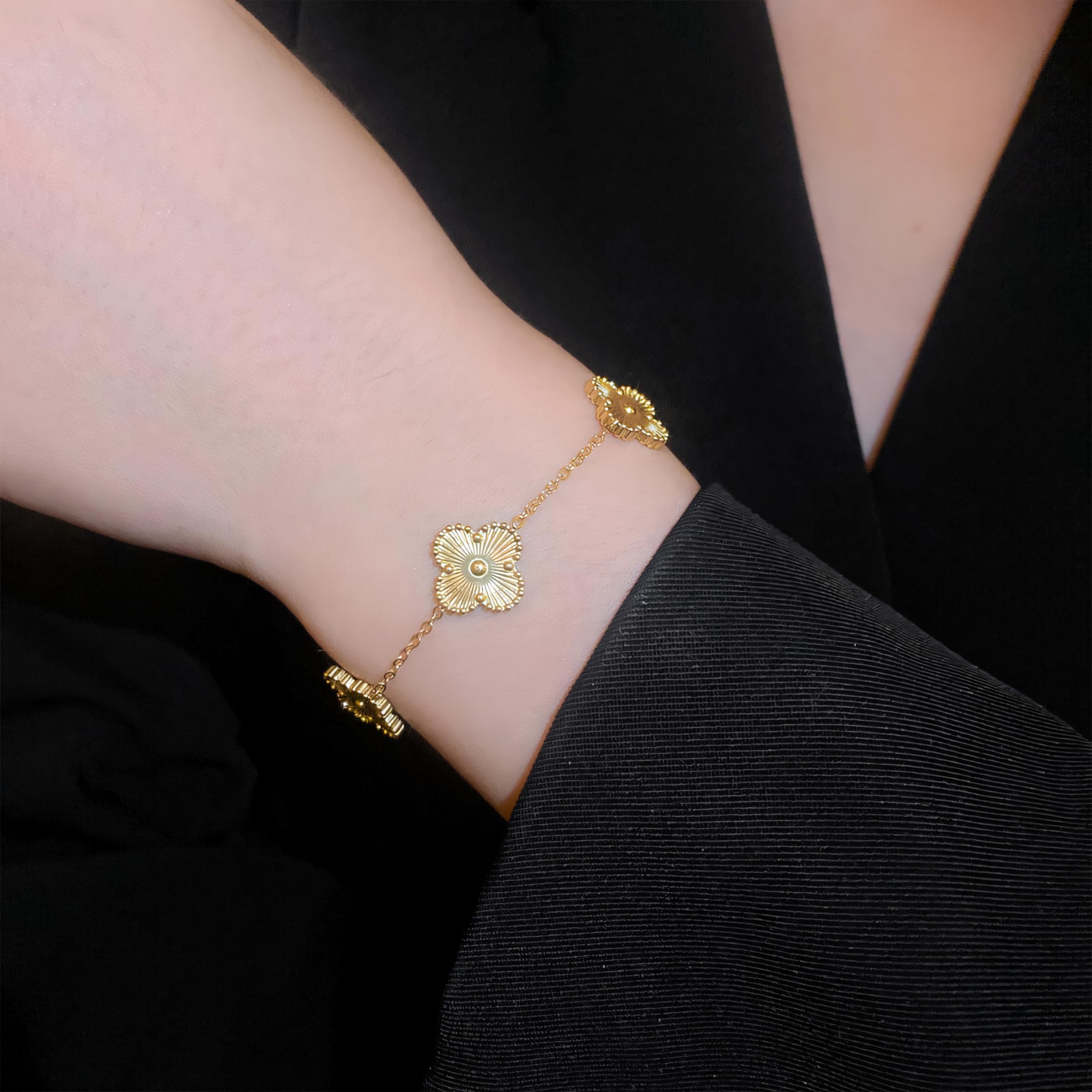 18K Gold Plated Adjustable Link Bracelet for Women - Double Sided Fashion Jewelry Gift for Birthday, Anniversary & Valentine's Day | Perfect for Daily Wear, Parties & Special Occasions