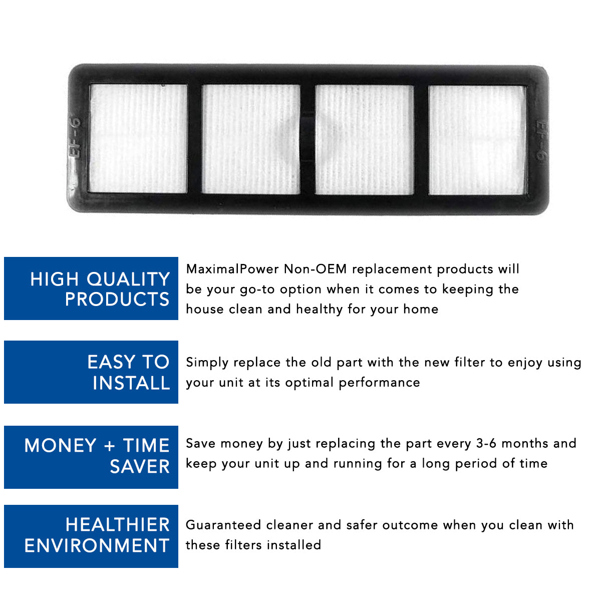 Eureka Vac EF6 Replacement Filter - Compatible with EF6, EF 6, 69963 4, 83091 1, 83091, 69963 - Perfect for Eureka Vacuum Cleaners - Keep Your Home Dust-Free