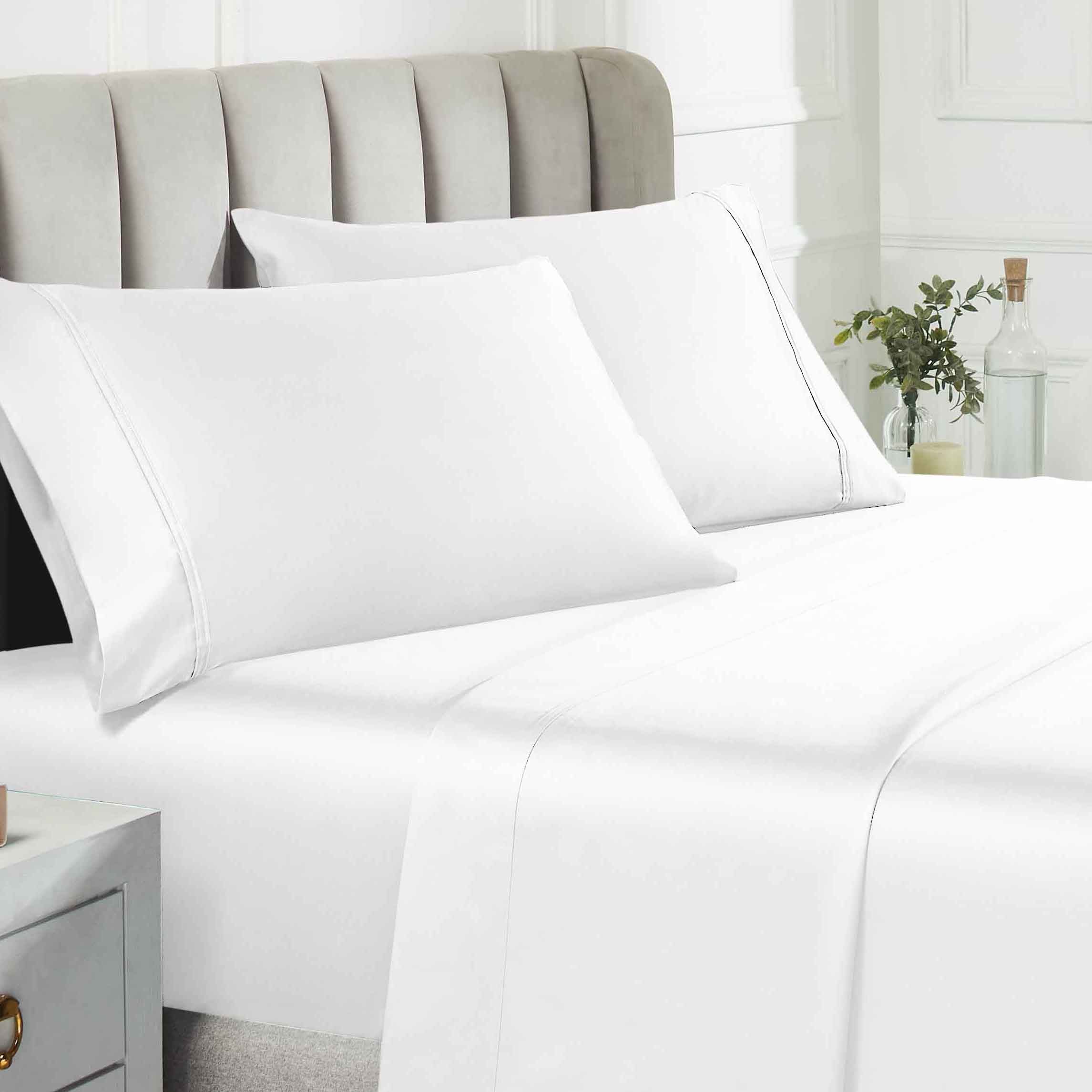 Premium 850 Thread Count 100% Cotton Solid Pillowcase Set of 2 - Ultra Soft & Breathable Bedding for Side Sleepers, Hotel Luxury Home Decor (White, Standard Size) - Perfect for Master Bedrooms, Guest Rooms & Airbnb Stays