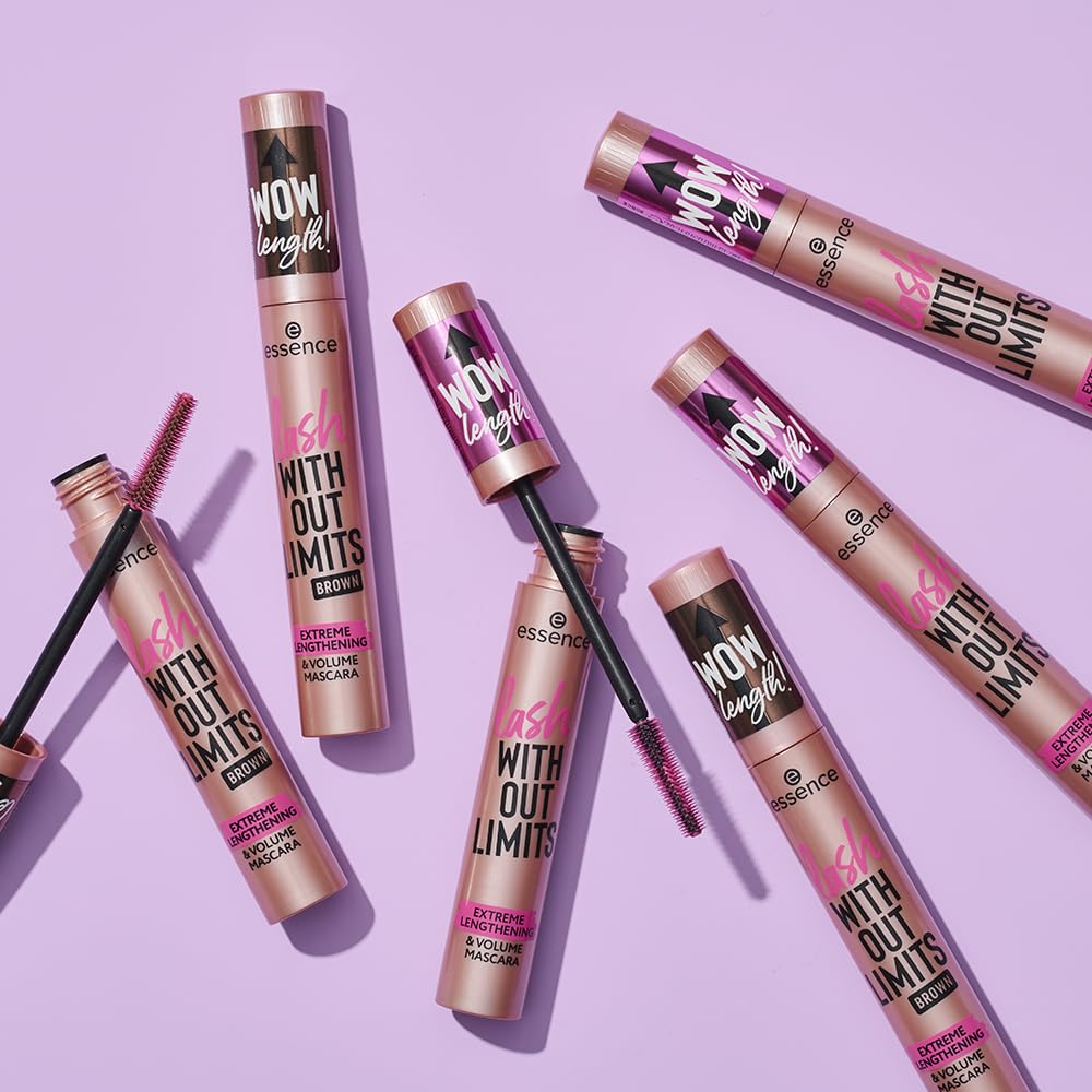 Essence Volume & Lengthening Mascara - Lash Without Limits in 02 Brown for Natural Everyday Makeup & Dramatic Lashes