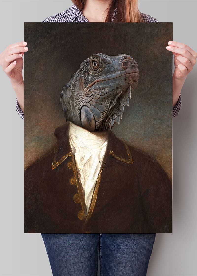 Iguana Portrait Print - High-Quality Reptile Wall Art for Home & Office Decor | Perfect for Living Room, Bedroom, or Reptile Lover's Gift