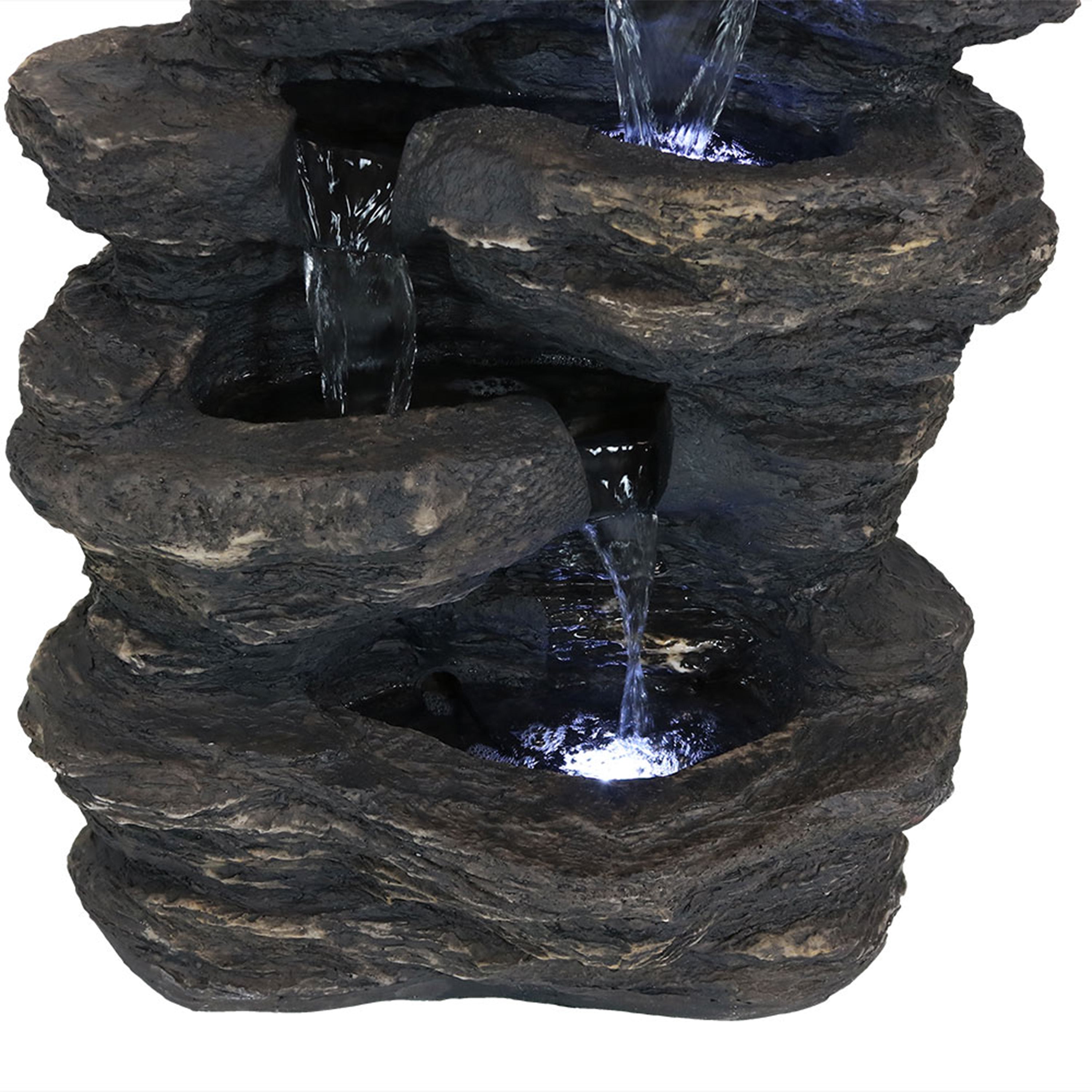 Sunnydaze Rock Falls Outdoor Waterfall Fountain with LED Lights - 24 Inch Garden Water Feature for Patio, Backyard, Landscaping | Relaxing Ambient Lighting for Evenings & Outdoor Decor