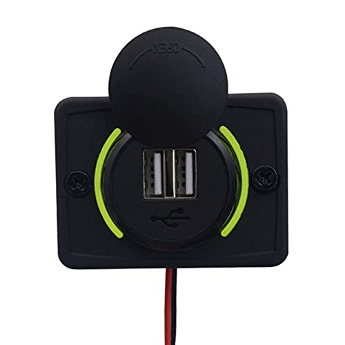 Universal Car Charger 12V-24V Dual USB 3.1A Fast Charging - Waterproof Nylon Car Charger for Cars, Trucks, Boats, RVs & Campers (Green) - Perfect for Road Trips, Camping & Marine Use