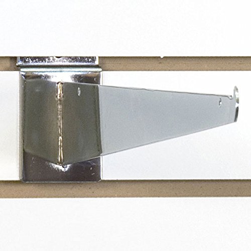Heavy Duty 16 Inch Chrome Slatwall Shelf Brackets - Set of 10 for Retail Display & Garage Storage